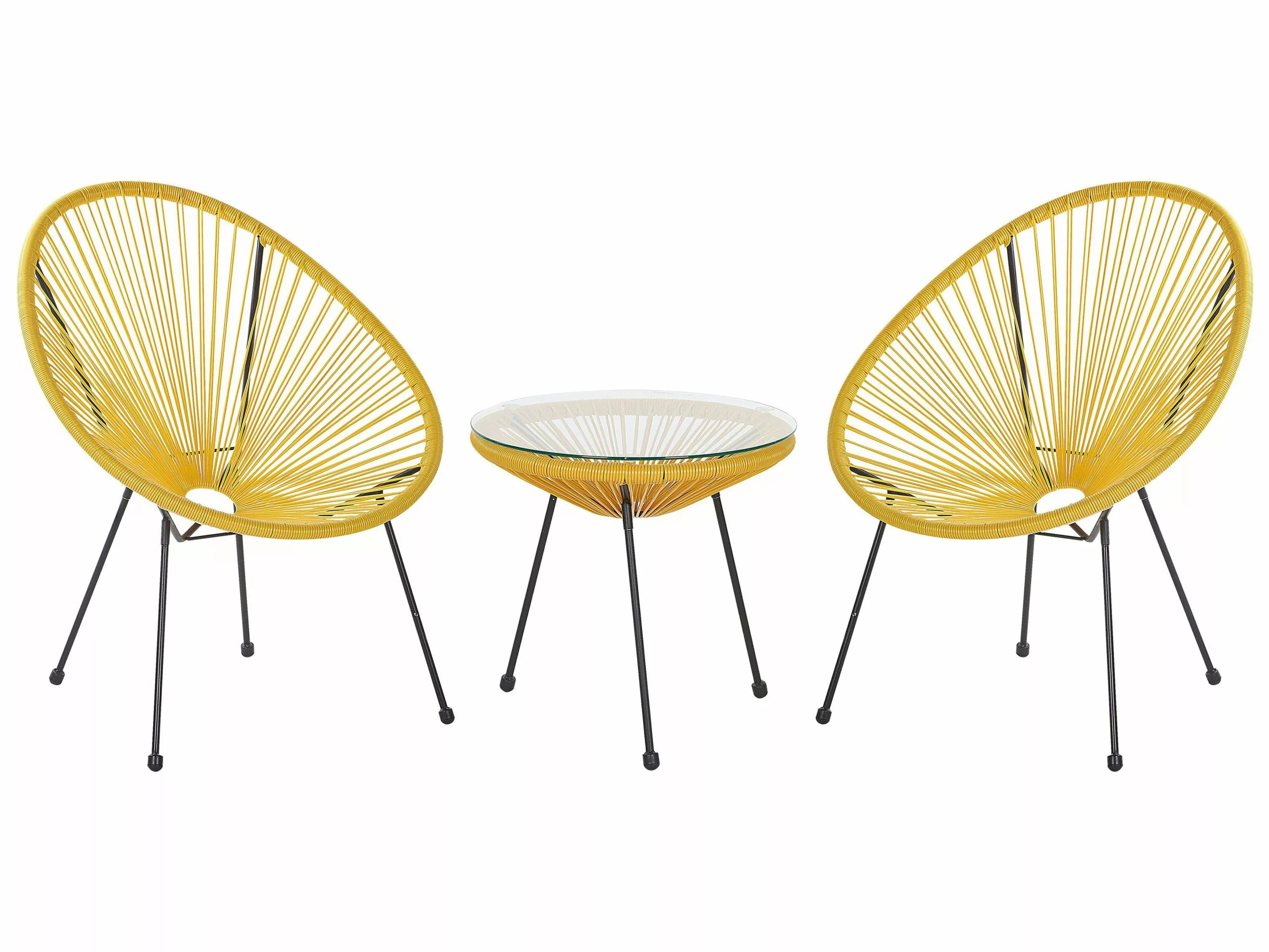 Beliani Balkonset Rotan Geel ACAPULCO II