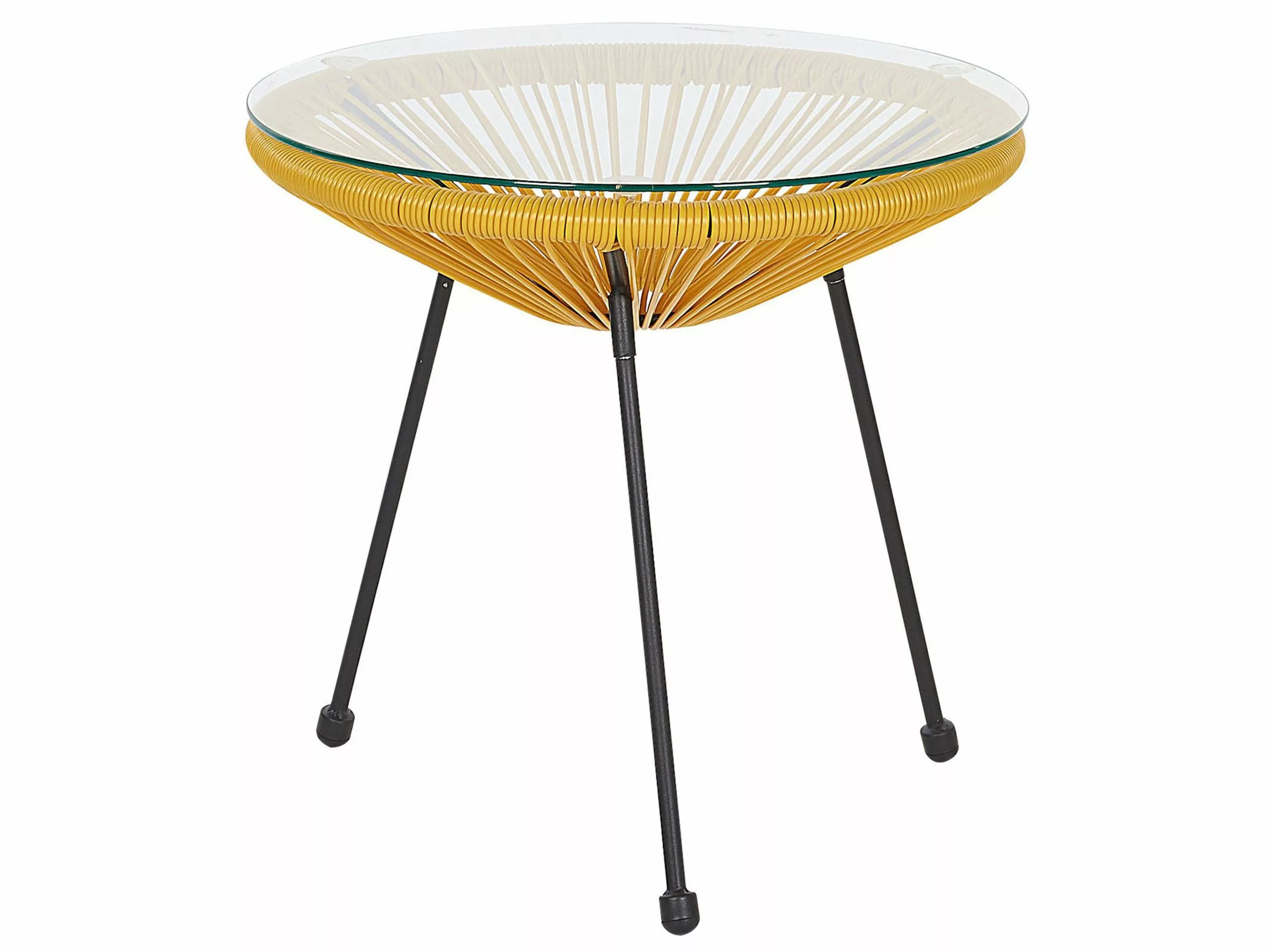 Beliani Balkonset Rotan Geel ACAPULCO II - Afbeelding 4