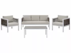 Beliani Loungeset 5-zits Aluminium Wit/bruin BORELLO