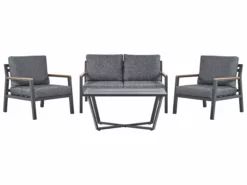 Beliani Loungeset 4-zits Aluminium Donkergrijs DELIA