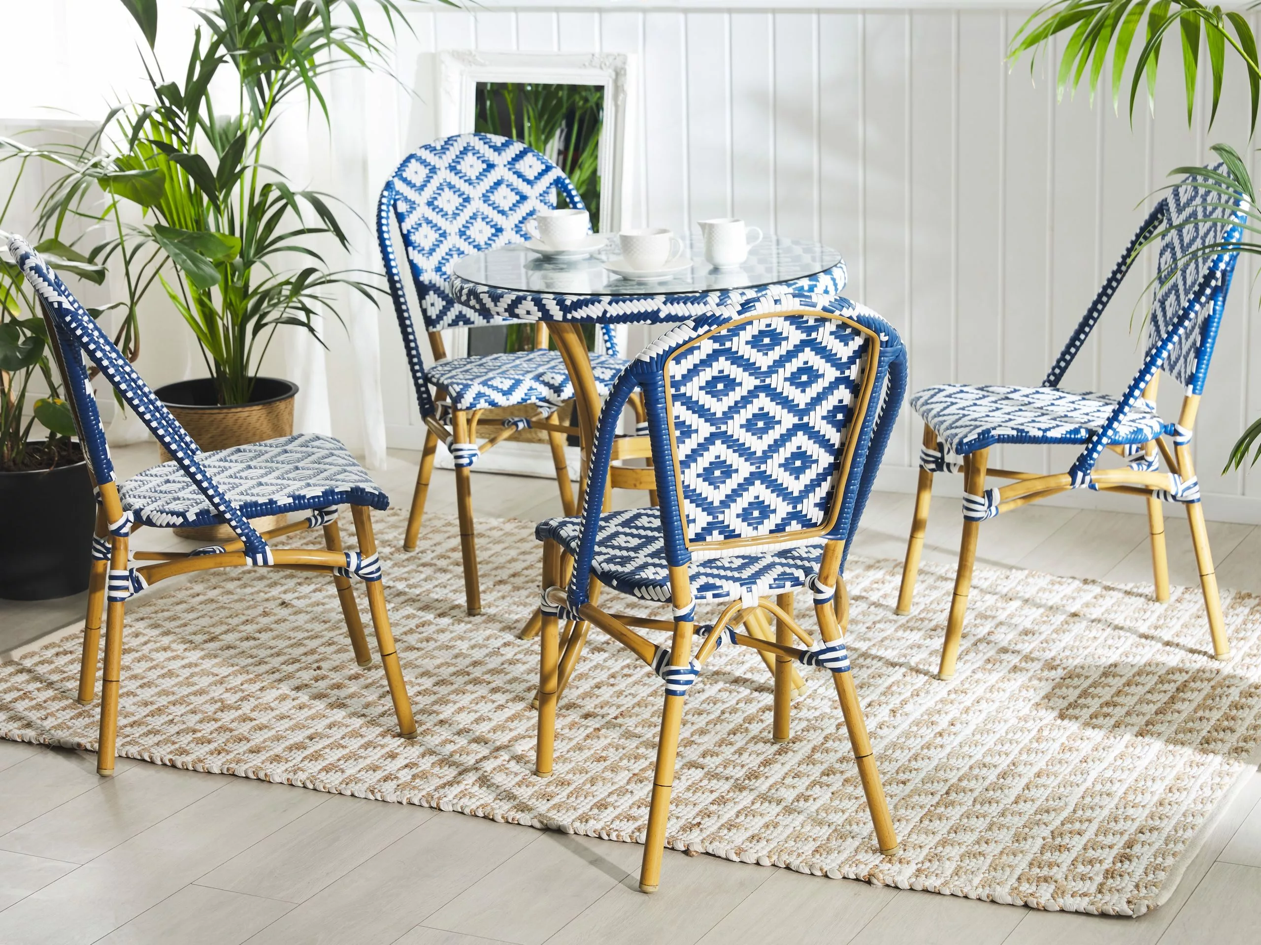 Beliani Tuinset Rotan Blauw/wit RIFREDDO - Afbeelding 4