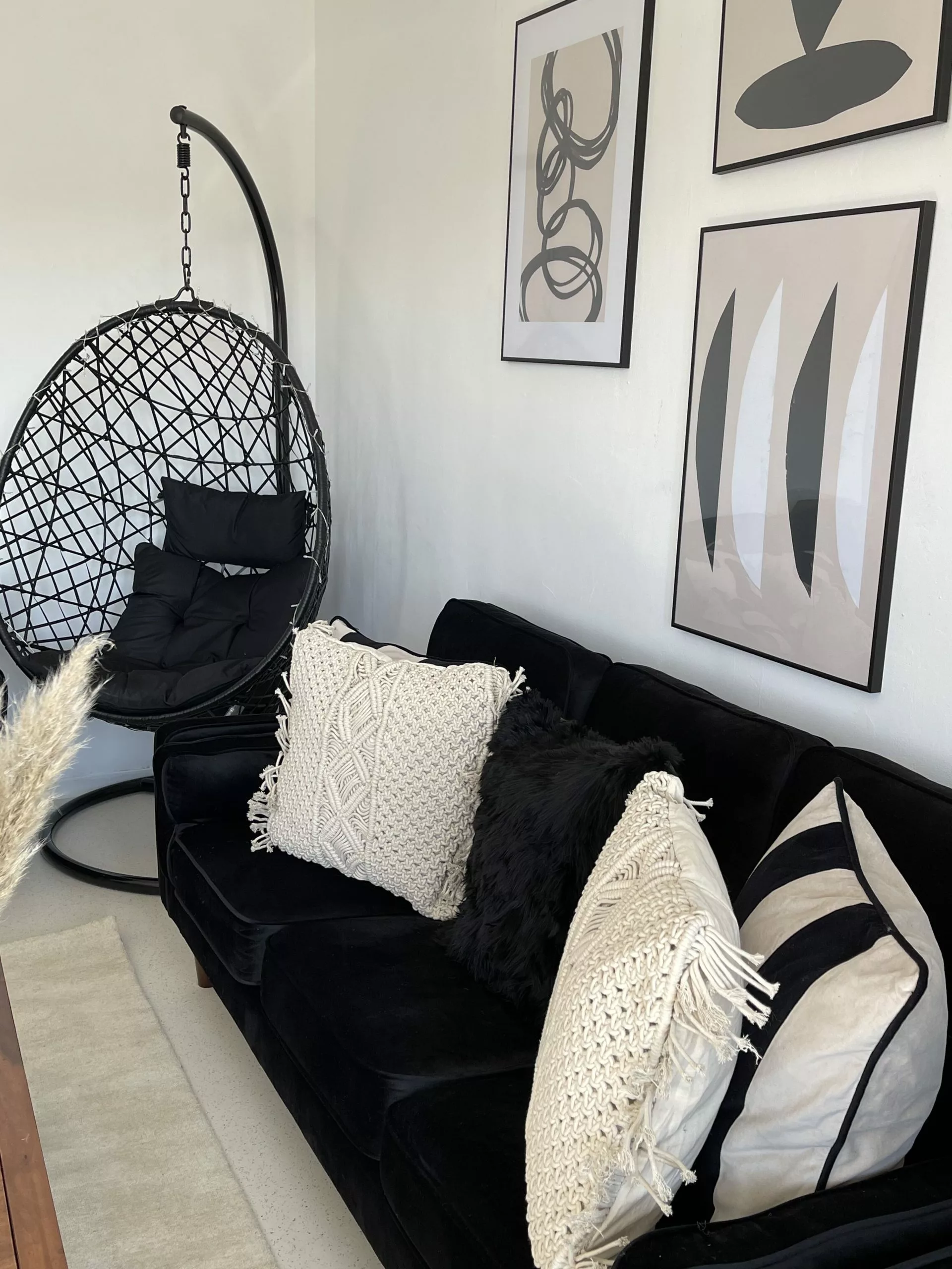 Beliani Hangstoel Rotan Zwart ALATRI - Afbeelding 3