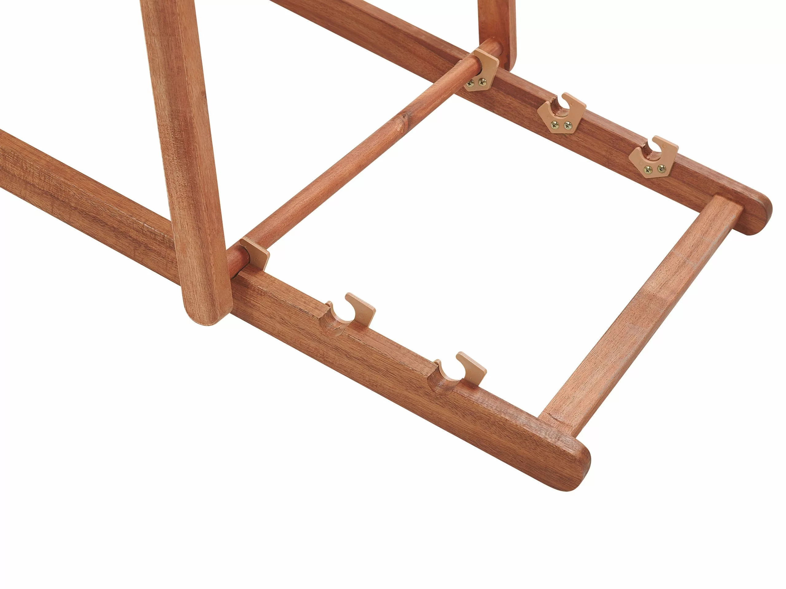 Beliani Ligstoel Set Van 2 Acaciahout Stof Donkerbruin/geel ANZIO - Afbeelding 6