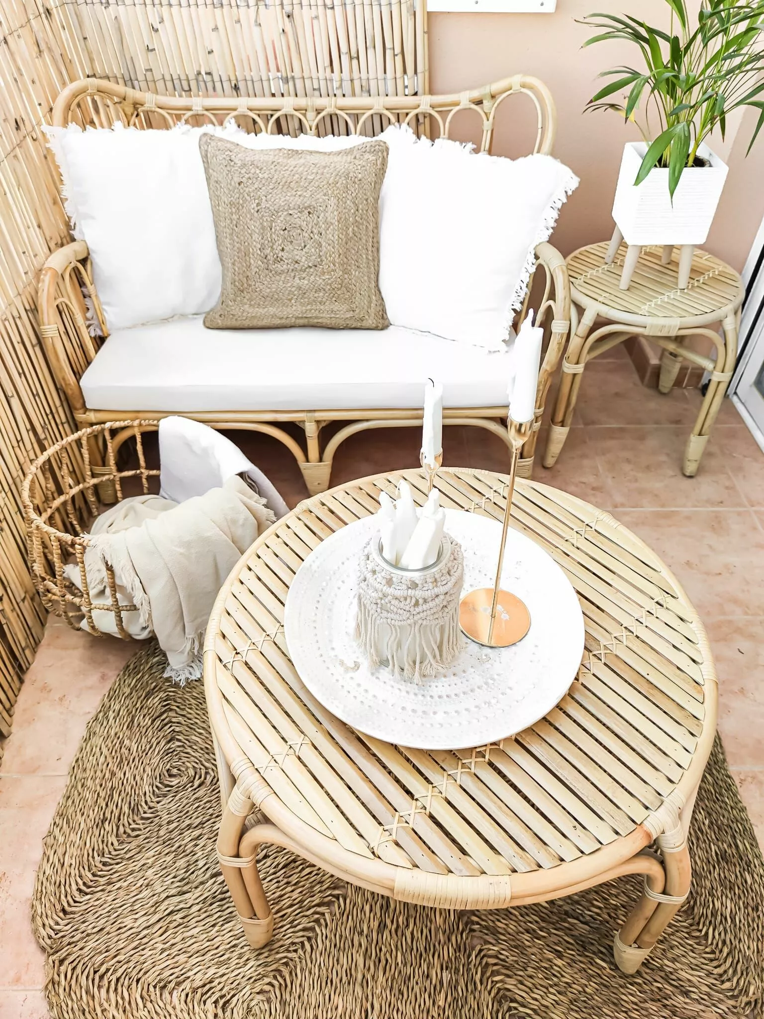 Beliani Loungeset 4-zits Rotan Natuurlijk BRINDISI - Afbeelding 5