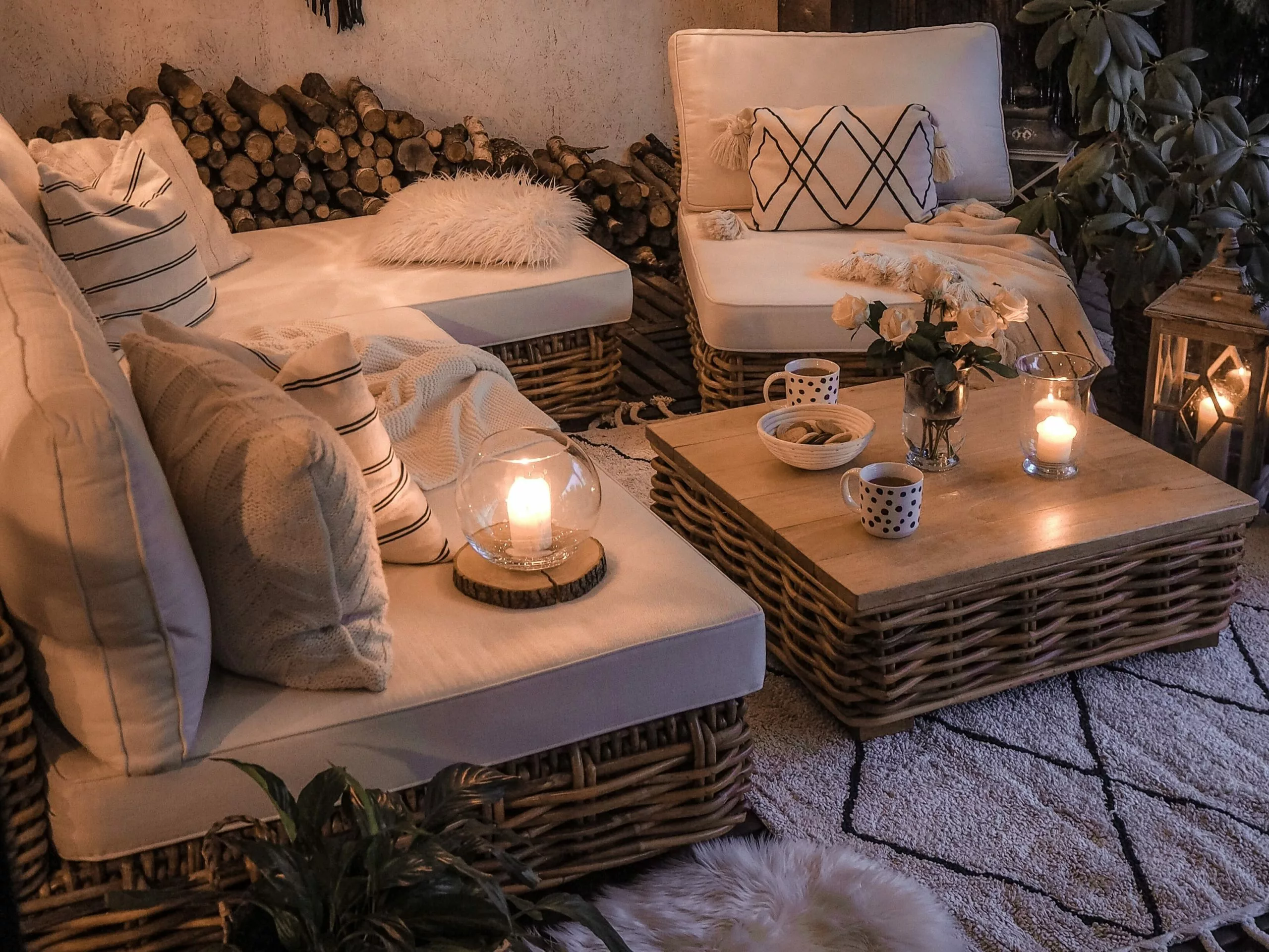 Beliani Loungeset 4-zits Rotan Natuurlijk Linkszijdig VARALLO - Afbeelding 3