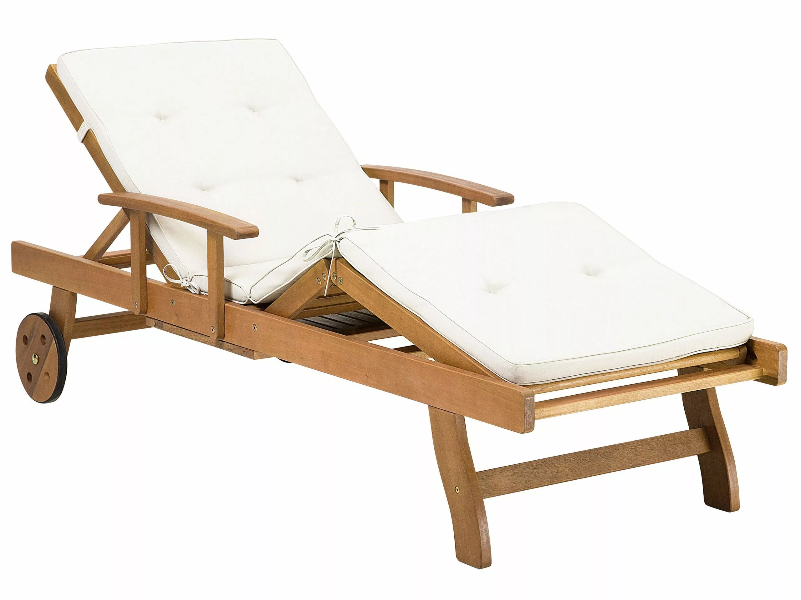 Beliani Ligstoel Acaciahout Crème JAVA - Afbeelding 7