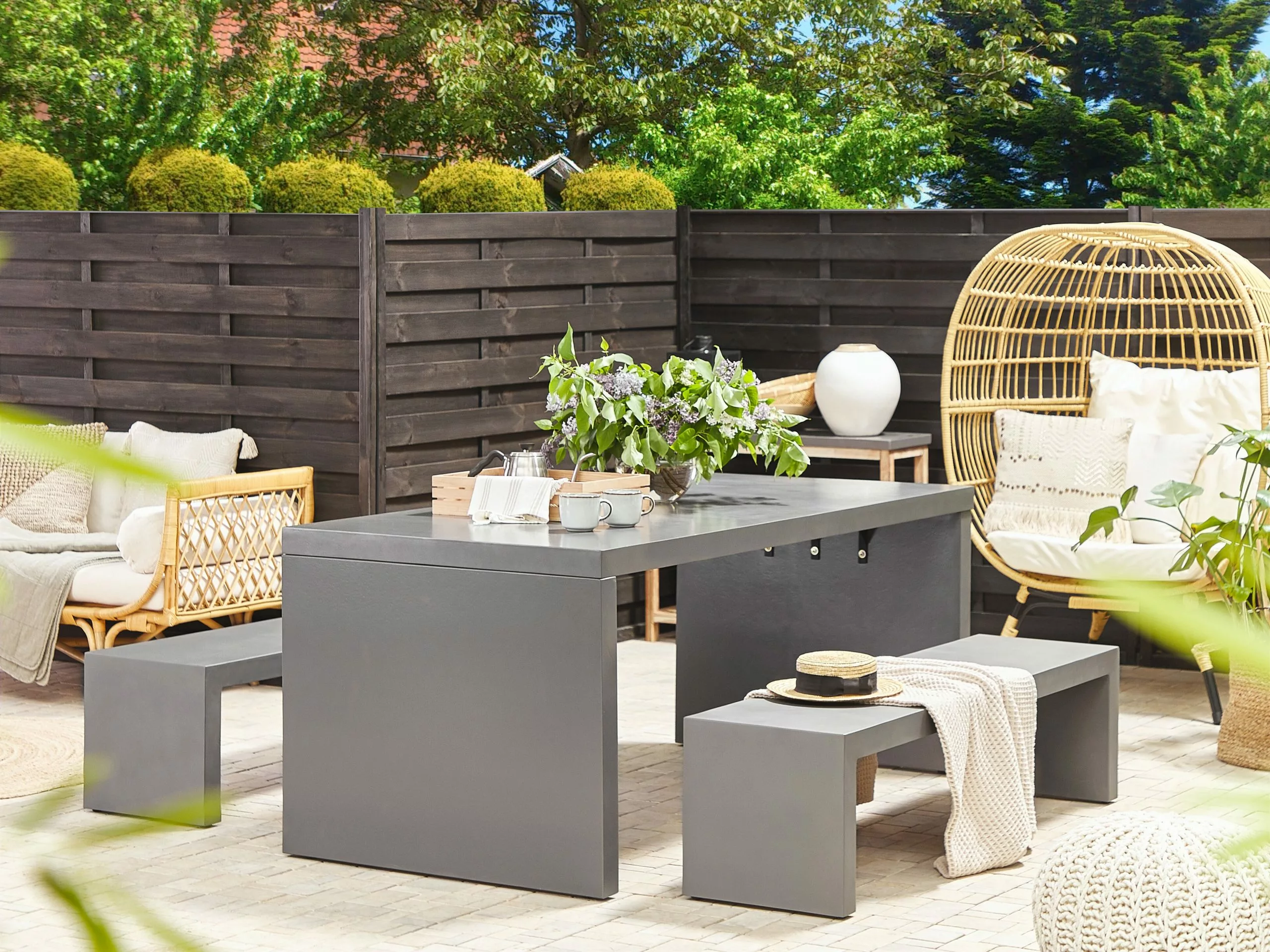 Beliani Tuintafel Betonlook Grijs 180 X 90 Cm TARANTO - Afbeelding 2