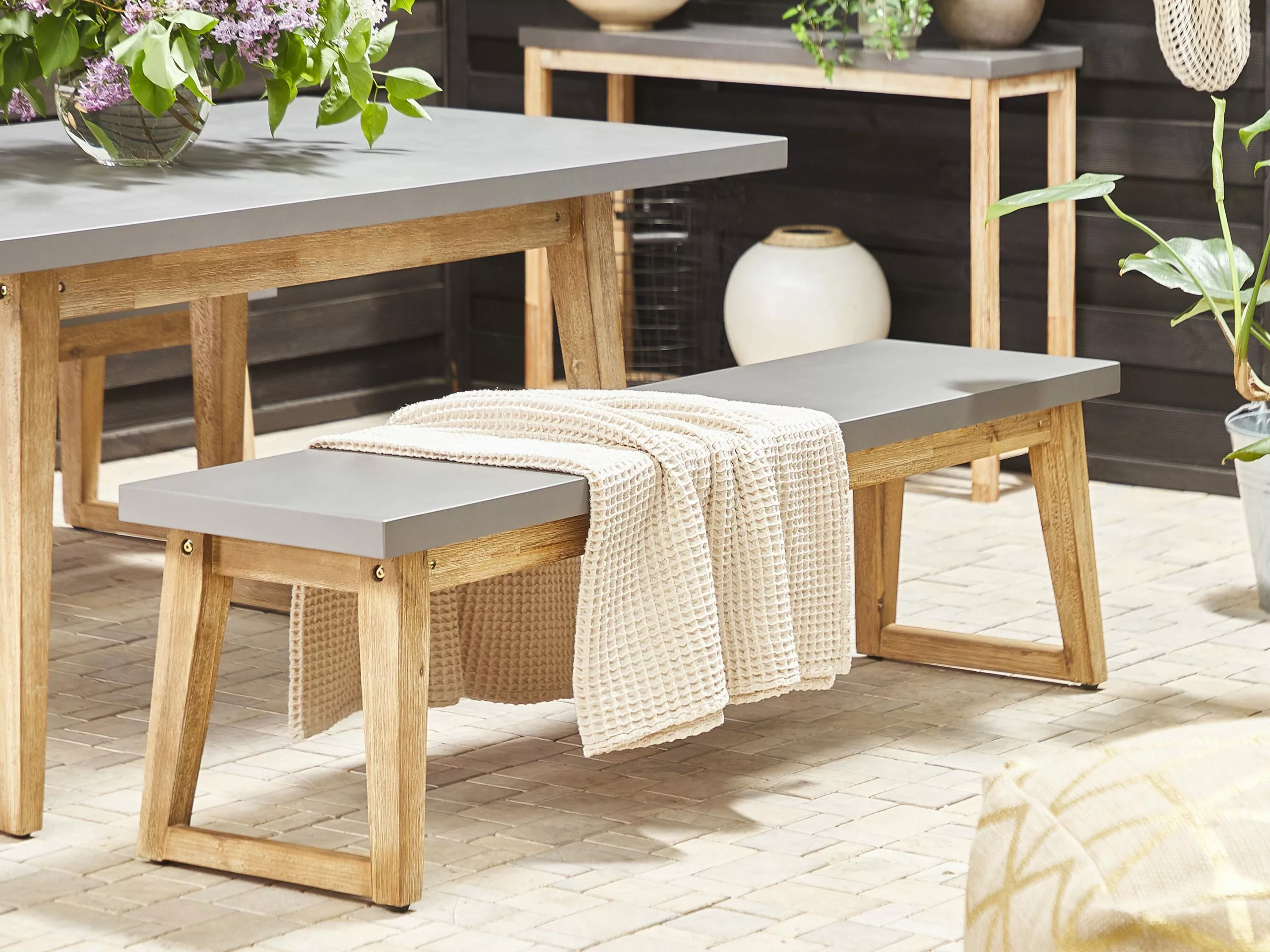 Beliani Tuinset 6-zits Betonlook/acaciahout Grijs ORIA - Afbeelding 4