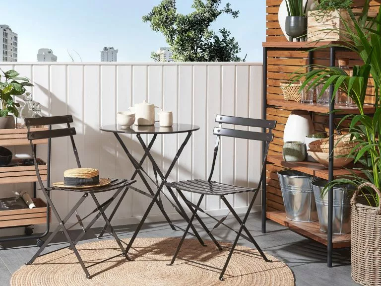 Beliani Balkonset Metaal Zwart FIORI - Afbeelding 2