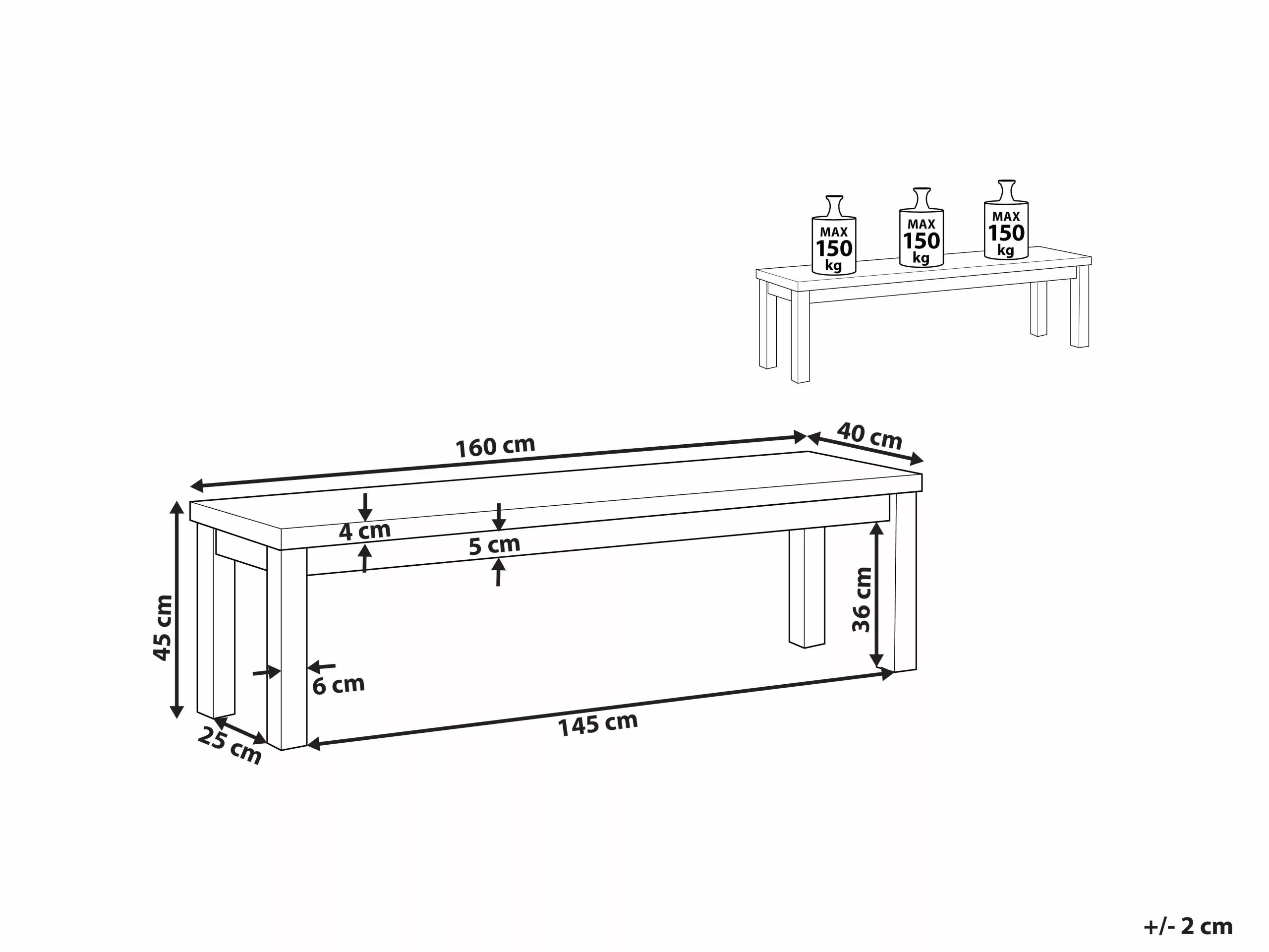 Beliani Tuinbank Acaciahout Grijs/lichtbruin OSTUNI - Afbeelding 10