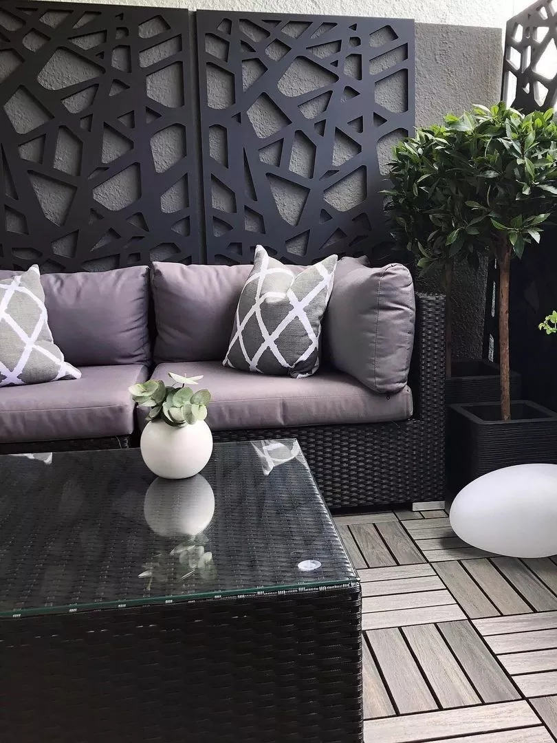 Beliani Loungeset 4-zits Rotan Zwart Linkszijdig SANO II - Afbeelding 5