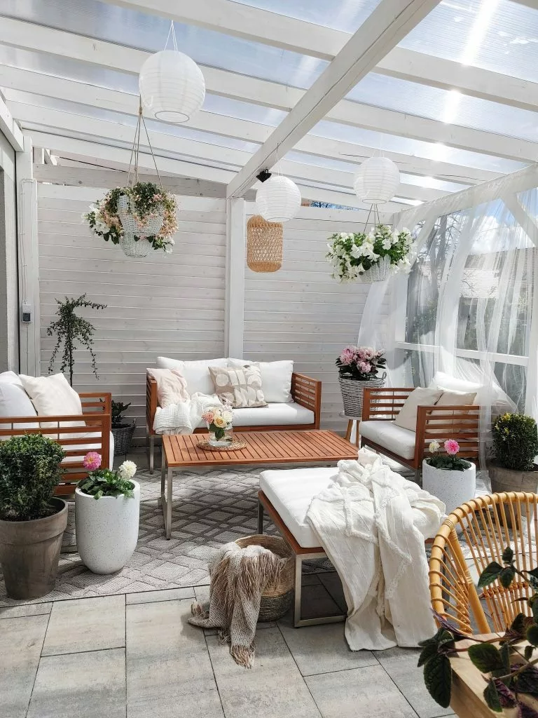 Beliani Loungeset 4-zits Acaciahout Wit BERMUDA - Afbeelding 5