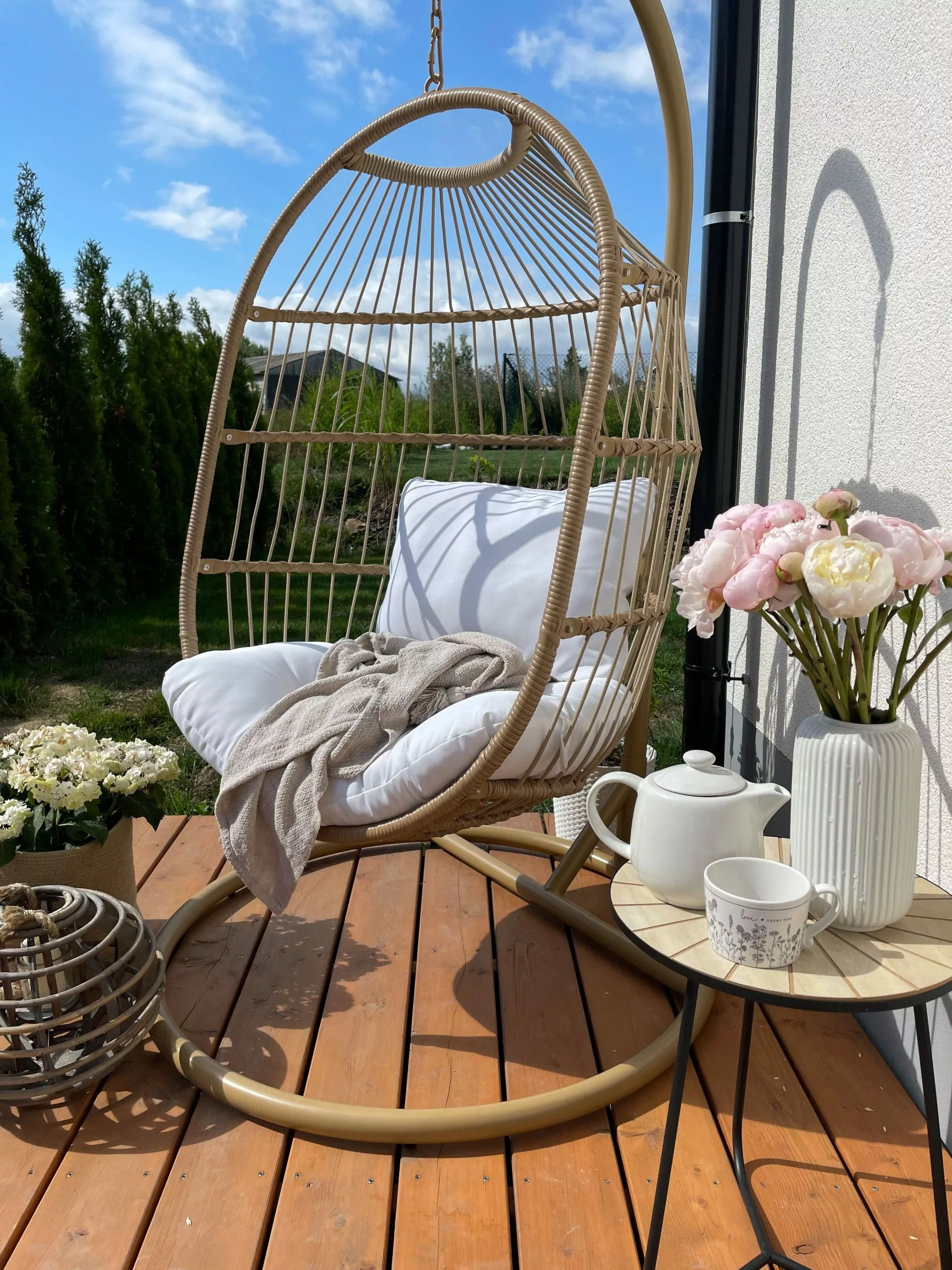 Beliani Hangstoel Met Standaard Rotan Natuurlijk ALBA - Afbeelding 5