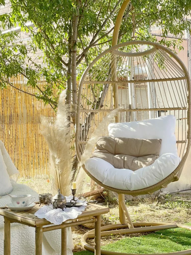 Beliani Hangstoel Met Standaard Rotan Natuurlijk ALBA - Afbeelding 6