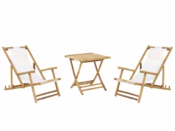 Beliani Balkonset Bamboehout Lichtbruin/cremewit ATRANI/MOLISE