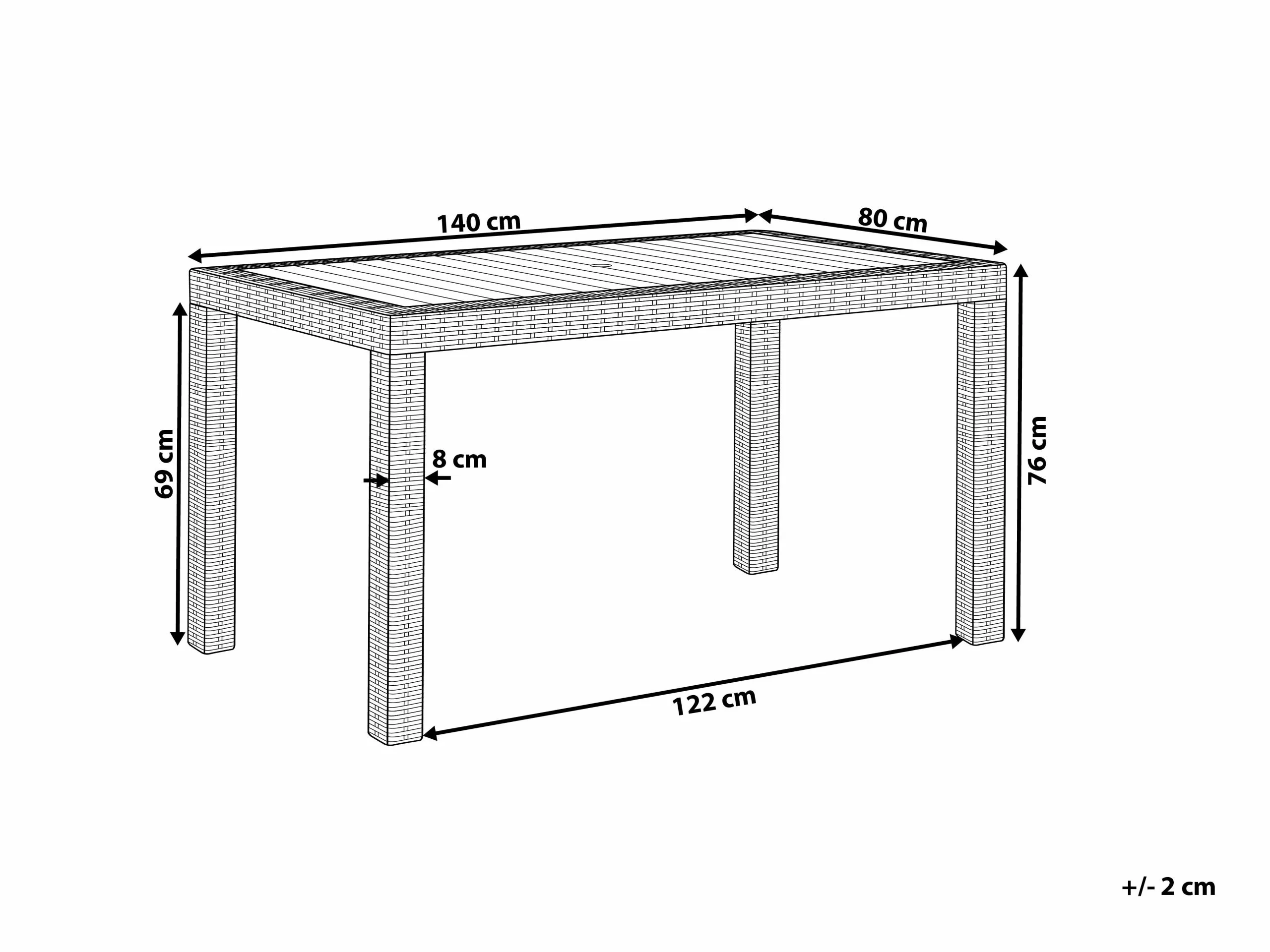 Beliani Tuintafel Wicker Wit 140 X 80 Cm FOSSANO - Afbeelding 7