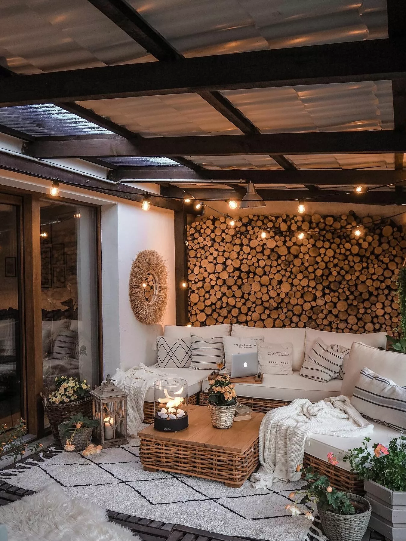 Beliani Loungeset 4-zits Rotan Natuurlijk Linkszijdig VARALLO - Afbeelding 6