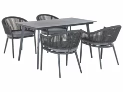 Beliani Tuinset Aluminium Grijs MILETO