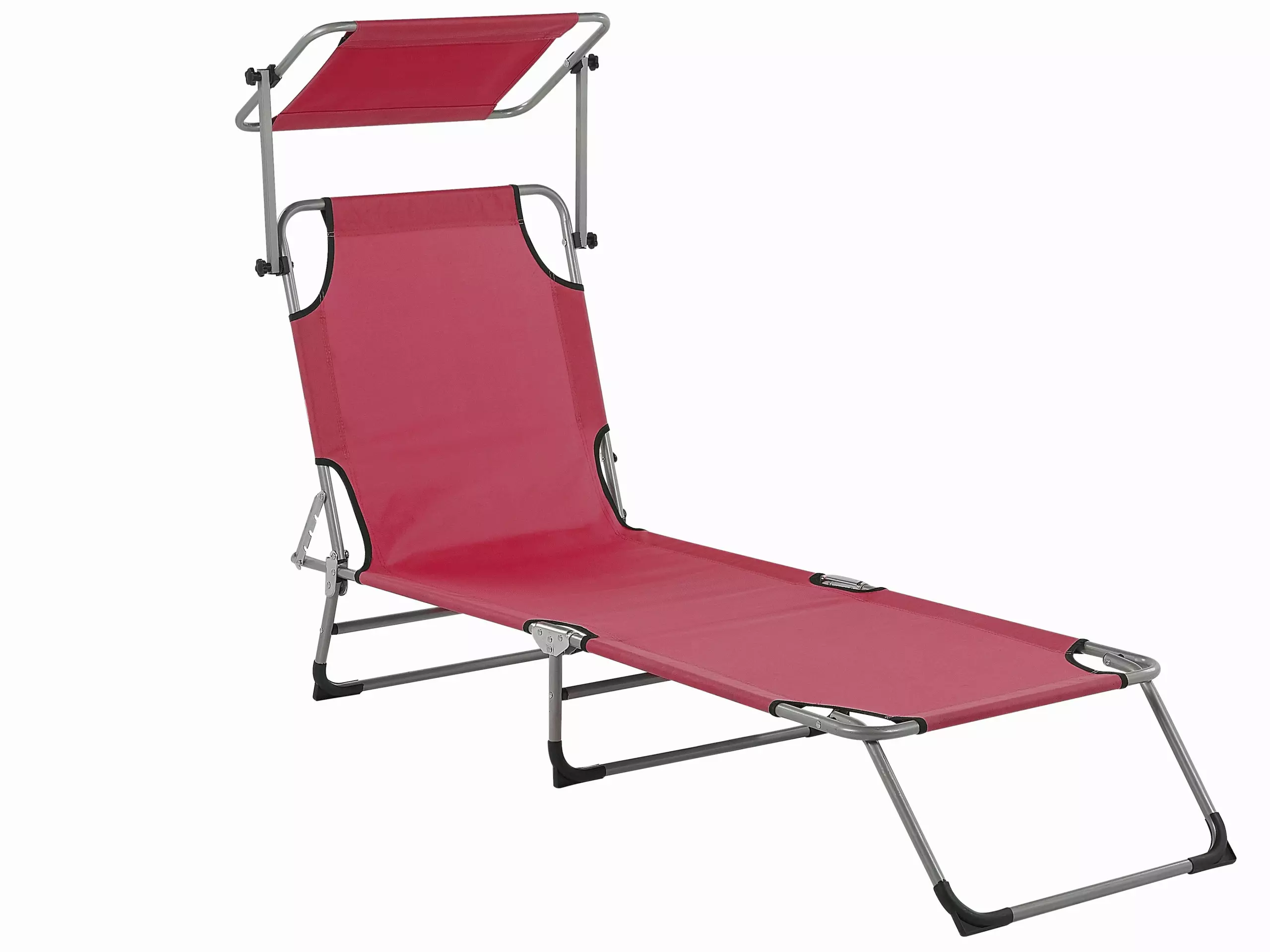 Beliani Ligstoel Verstelbaar Staal Bordeauxrood FOLIGNO - Afbeelding 3