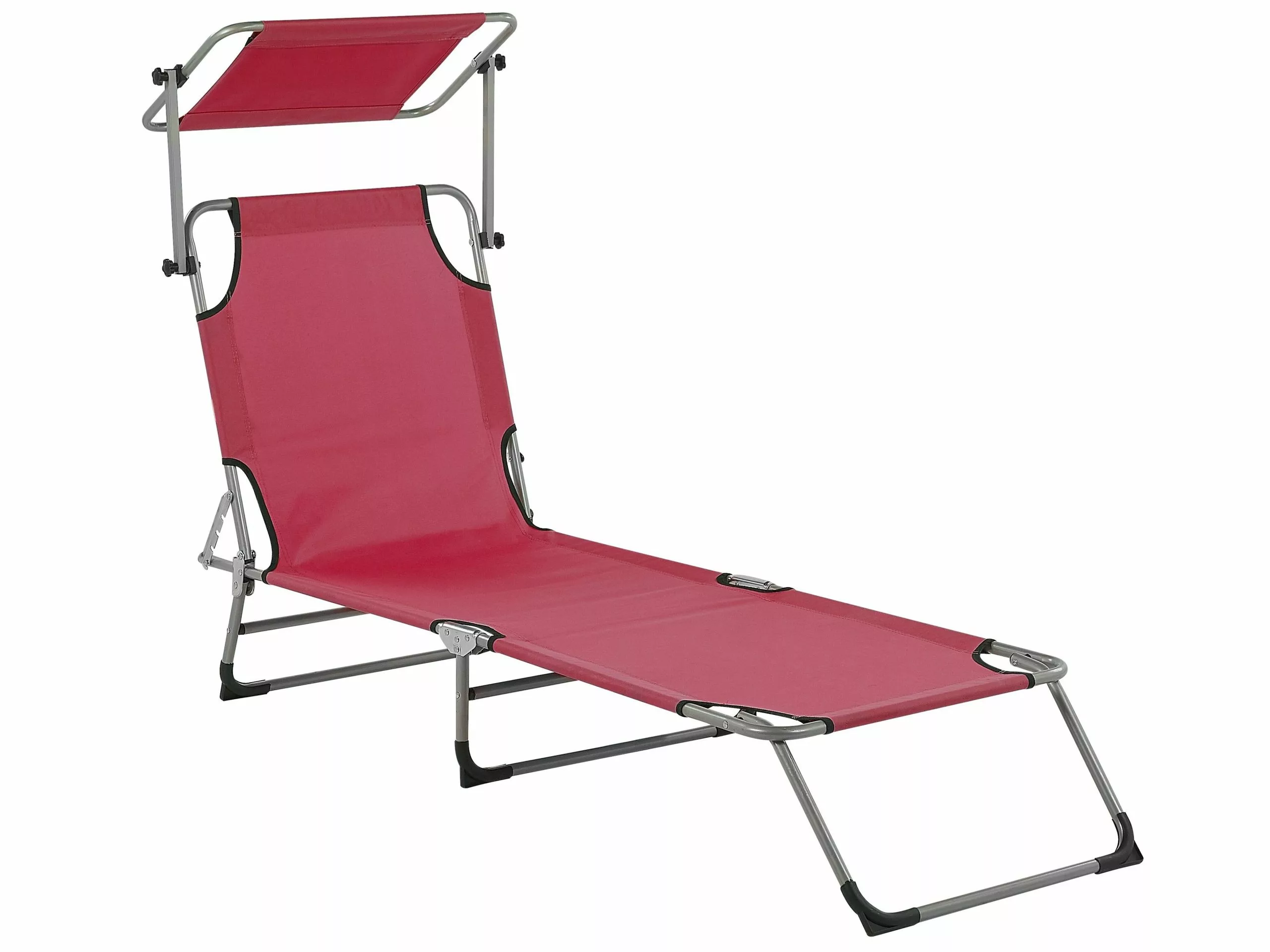 Beliani Ligstoel Verstelbaar Staal Bordeauxrood FOLIGNO - Afbeelding 4