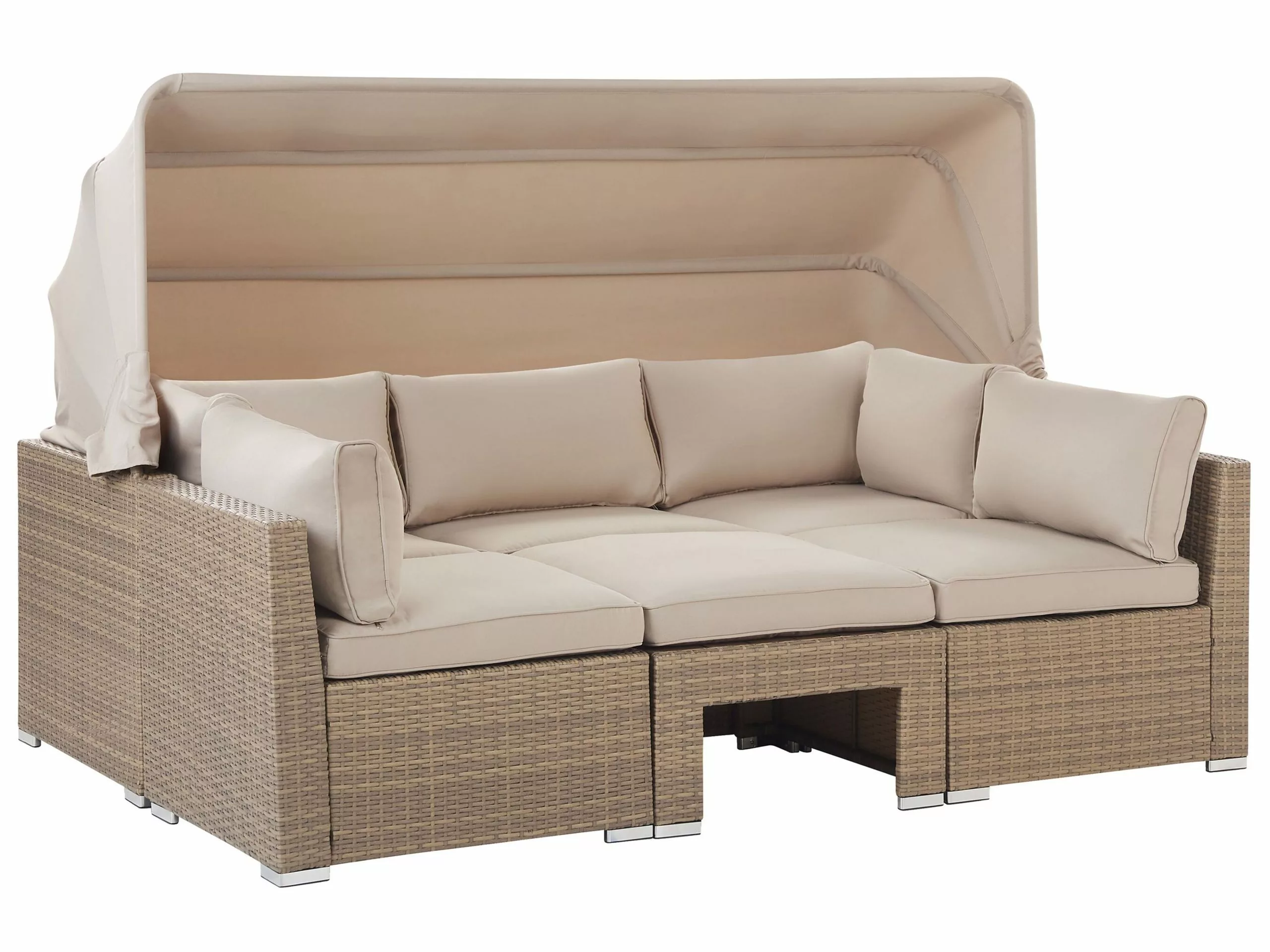 Beliani Loungeset 5-zits Rotan Bruin/beige COCCOLIA - Afbeelding 9