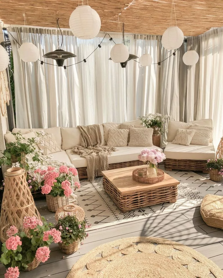 Beliani Loungeset 4-zits Rotan Natuurlijk Linkszijdig VARALLO - Afbeelding 9