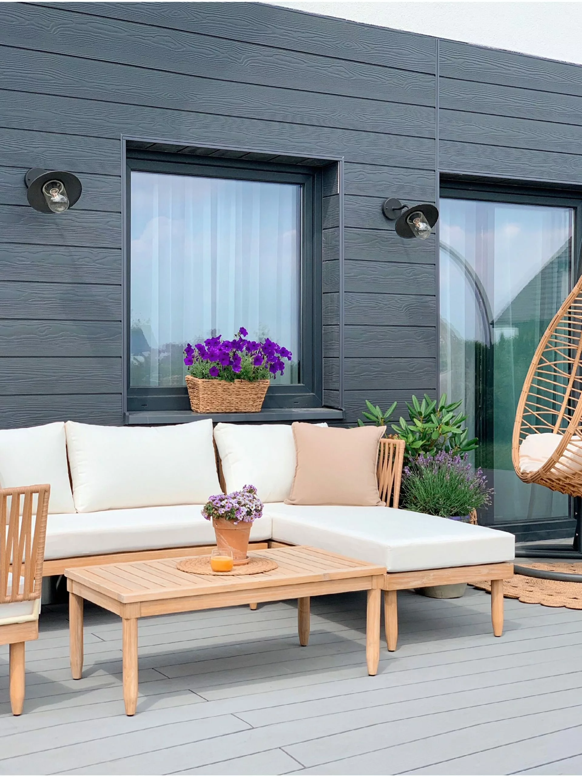 Beliani Loungeset 4-zits Acaciahout Crème CREMONA - Afbeelding 6