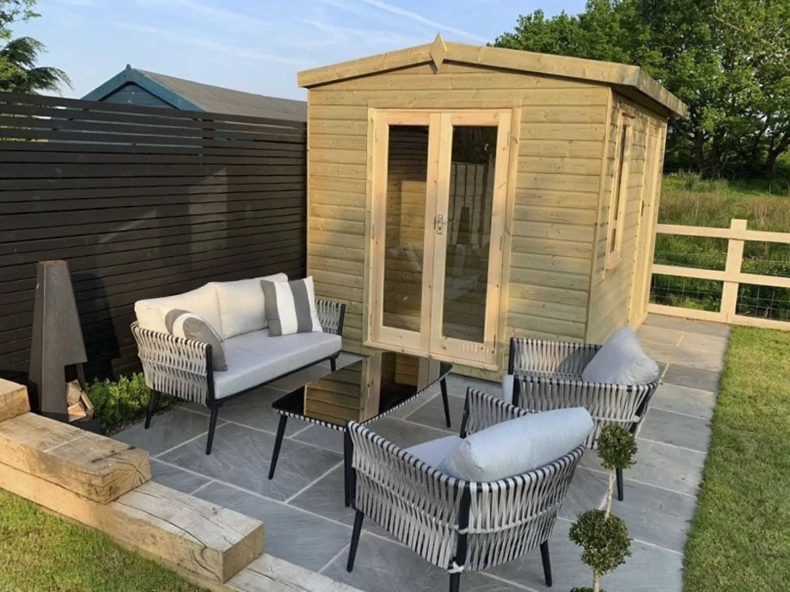 Beliani Loungeset 4-zits Rotan Grijs/zwart PREVEZA - Afbeelding 5