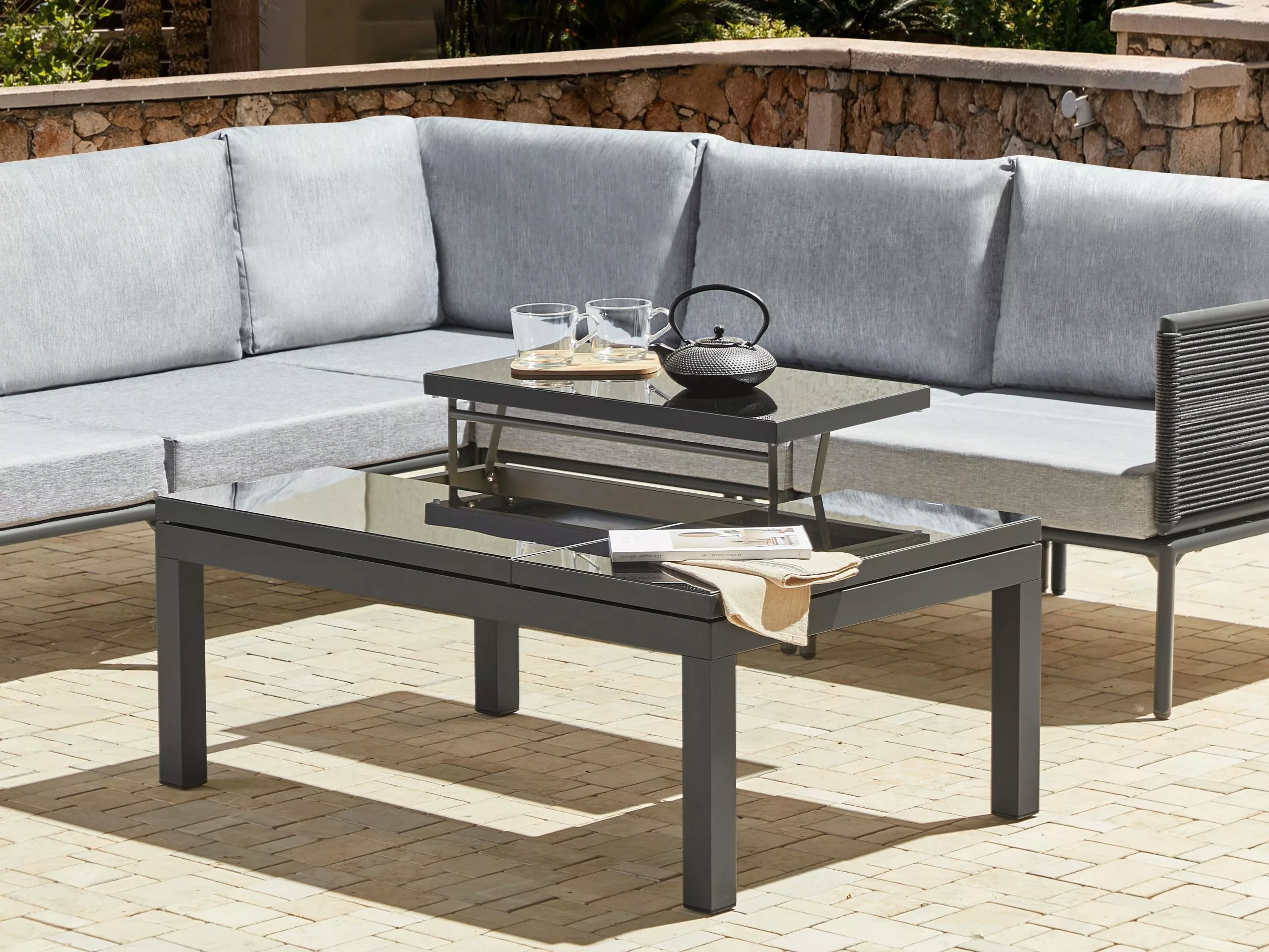Beliani Loungeset 6-zits Aluminium Grijs/zwart FORANO - Afbeelding 7