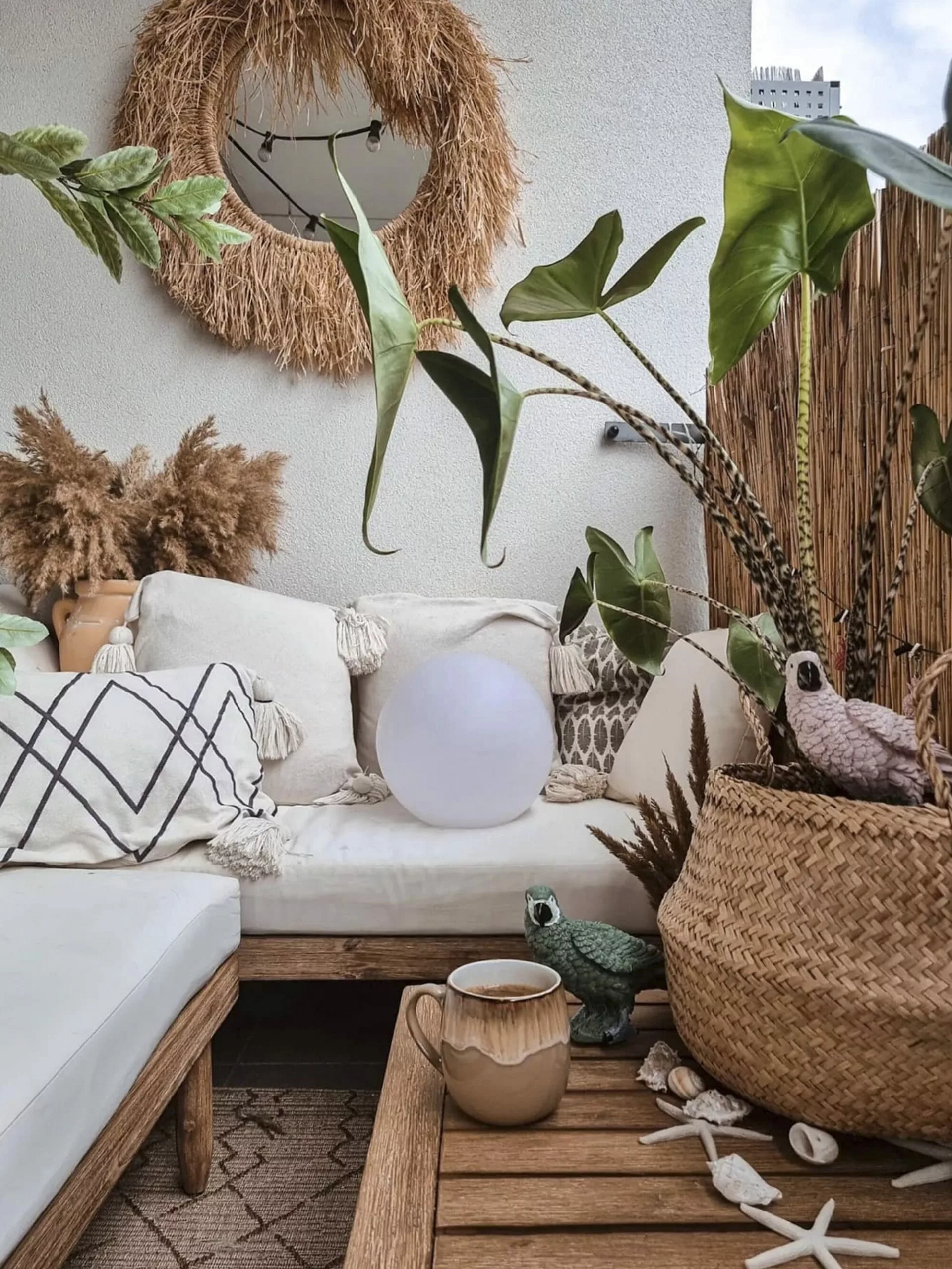 Beliani Loungeset 4-zits Acaciahout Crème CREMONA - Afbeelding 10