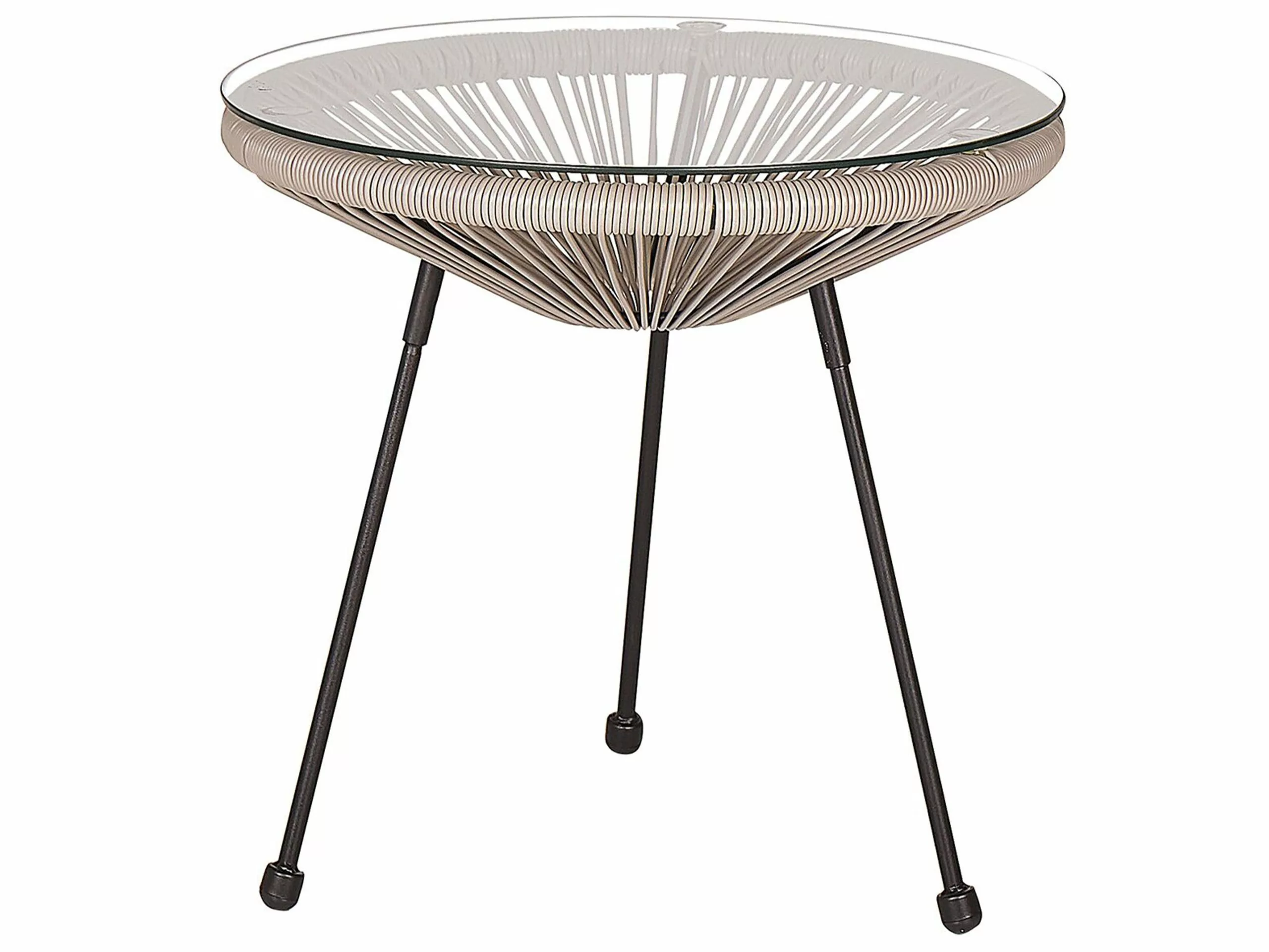 Beliani Balkonset Rotan Lichtgrijs ACAPULCO II - Afbeelding 5