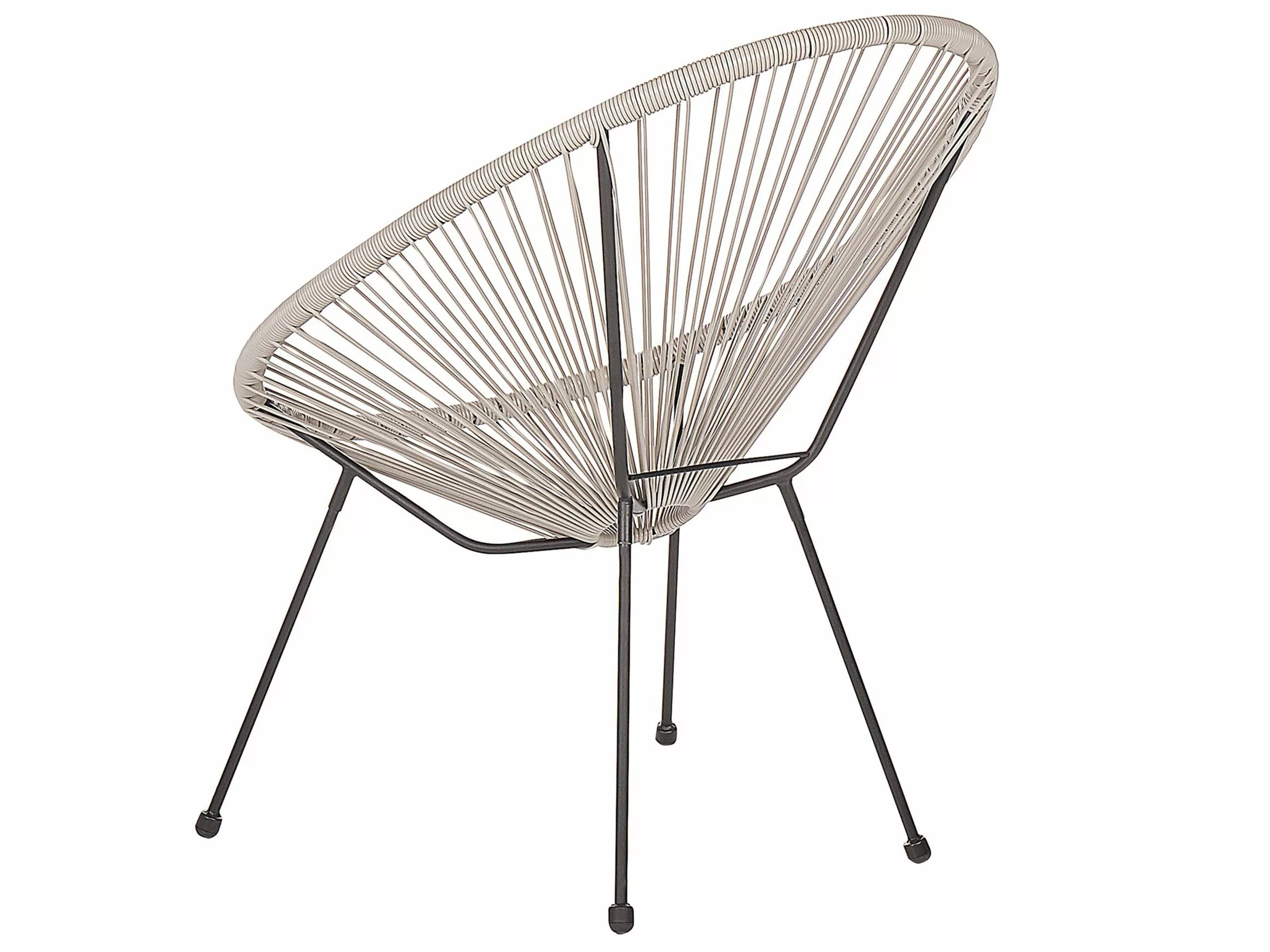 Beliani Balkonset Rotan Lichtgrijs ACAPULCO II - Afbeelding 9