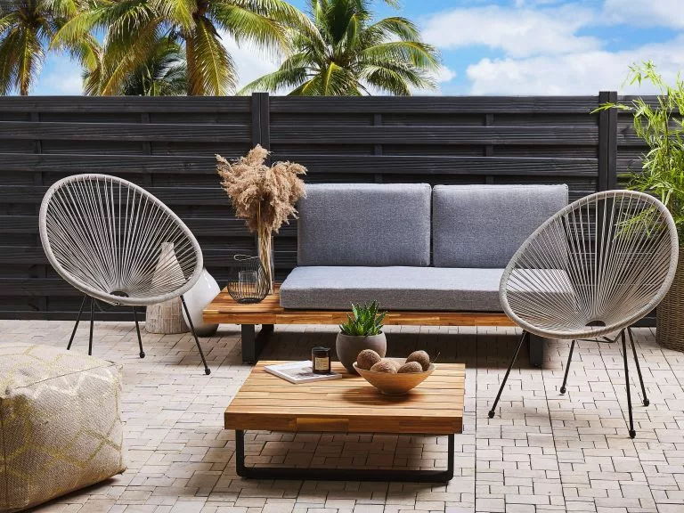 Beliani Stoel Rotan Lichtgrijs ACAPULCO II - Afbeelding 4