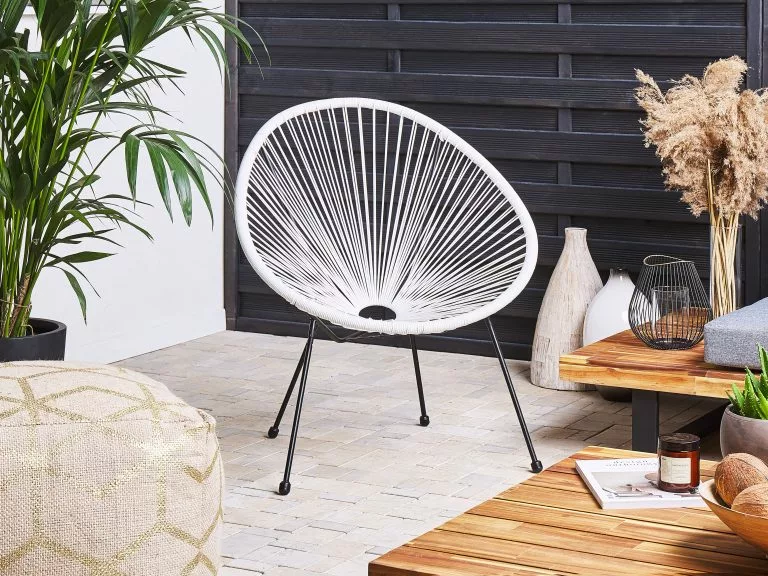 Beliani Stoel Rotan Wit ACAPULCO II - Afbeelding 2