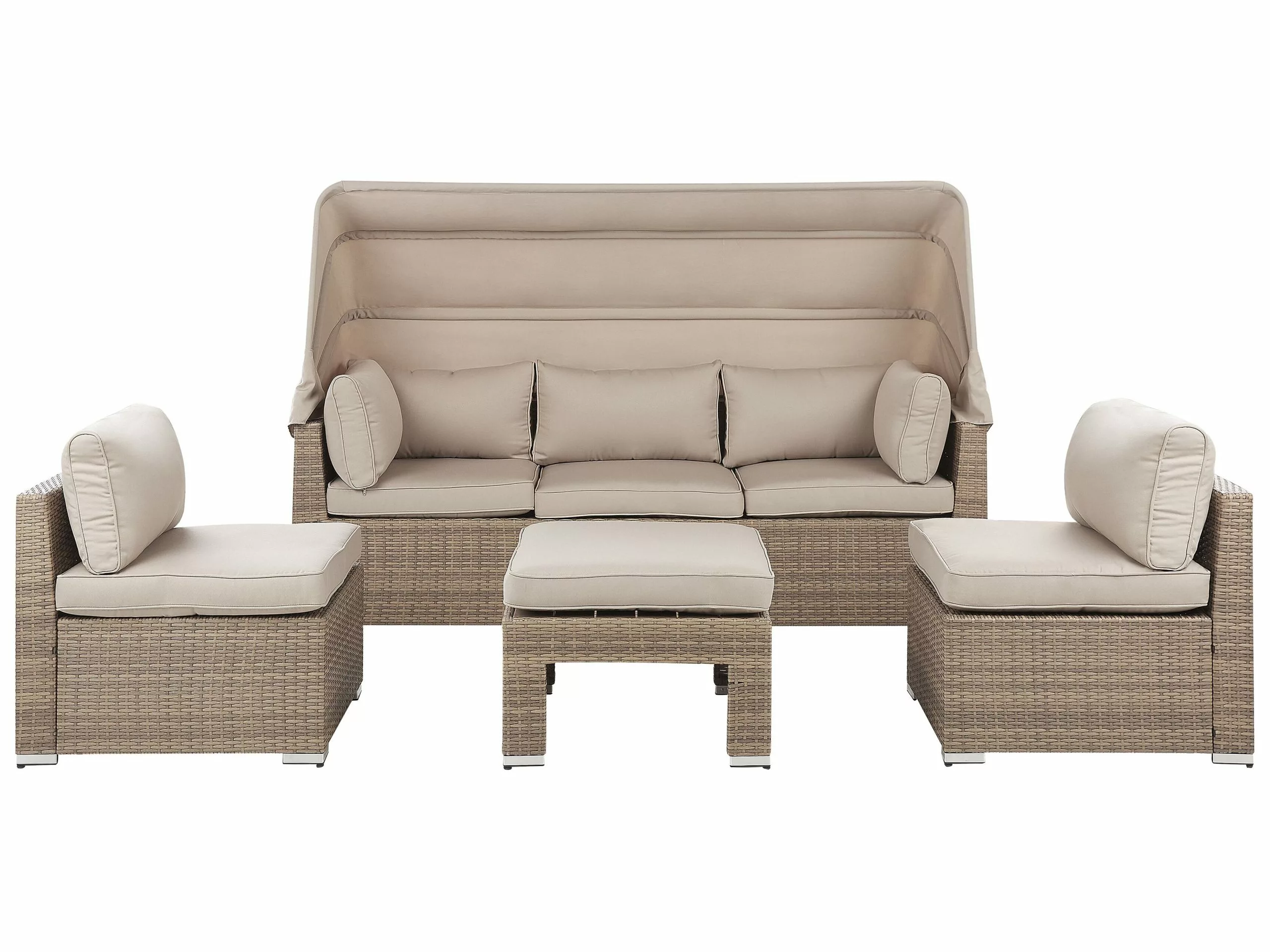 Beliani Loungeset 5-zits Rotan Bruin/beige COCCOLIA