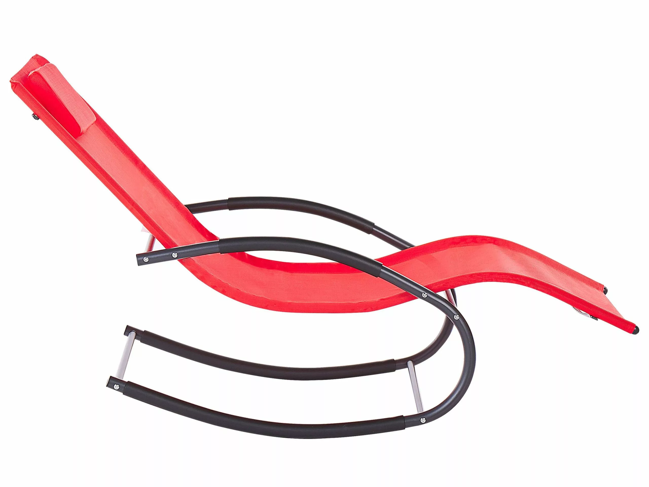 Beliani Ligstoel Schommel Staal/textiel Rood CARANO II - Afbeelding 6