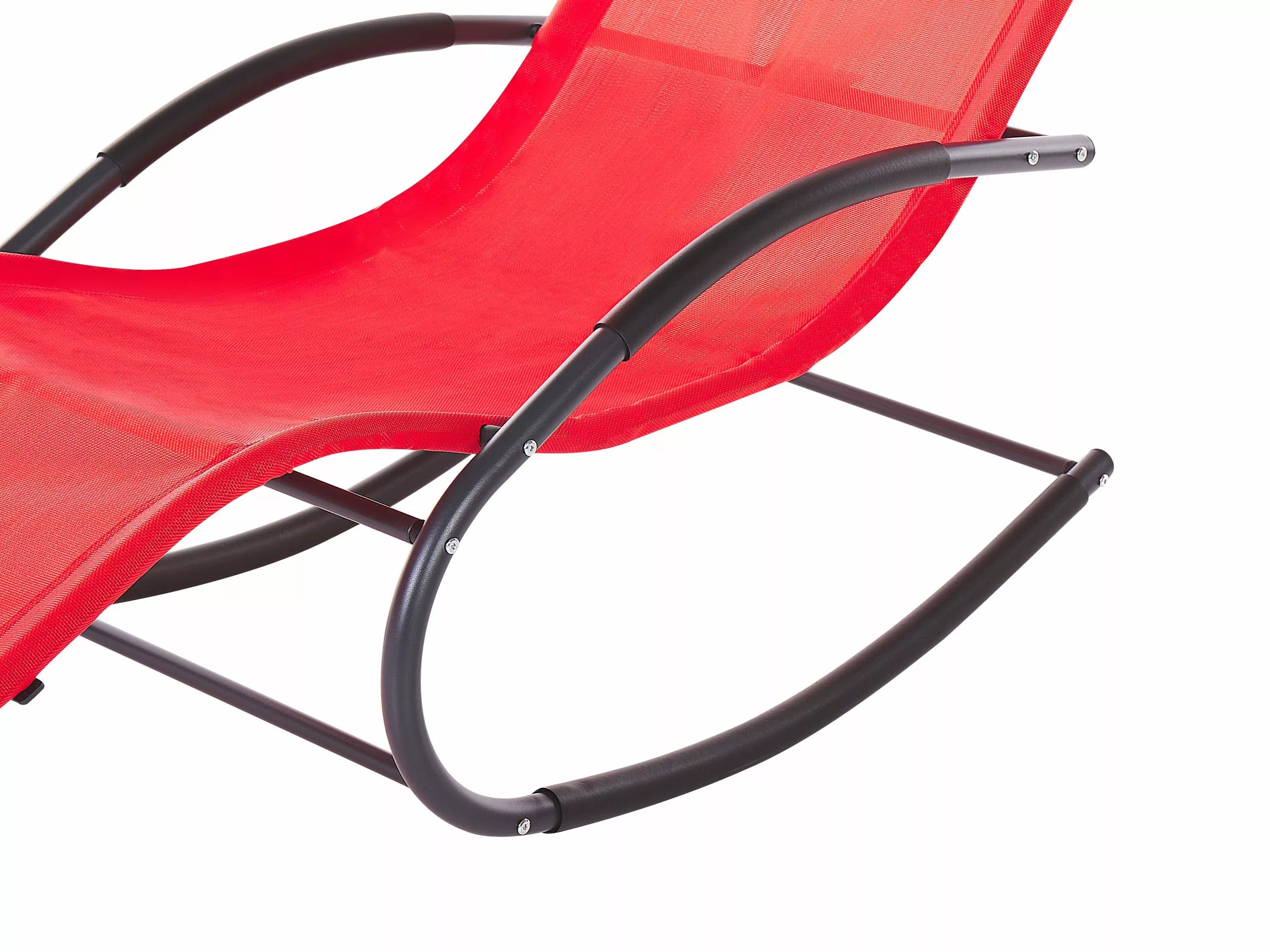 Beliani Ligstoel Schommel Staal/textiel Rood CARANO II - Afbeelding 8