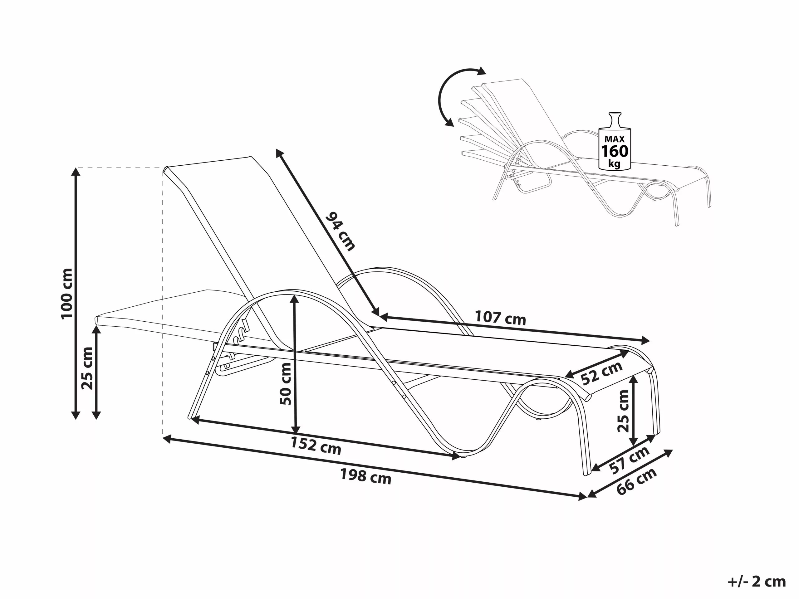 Beliani Ligstoel Verstelbaar Lichtbruin PROCIDA - Afbeelding 10