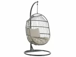 Beliani Hangstoel Rotan Zwart ALBA