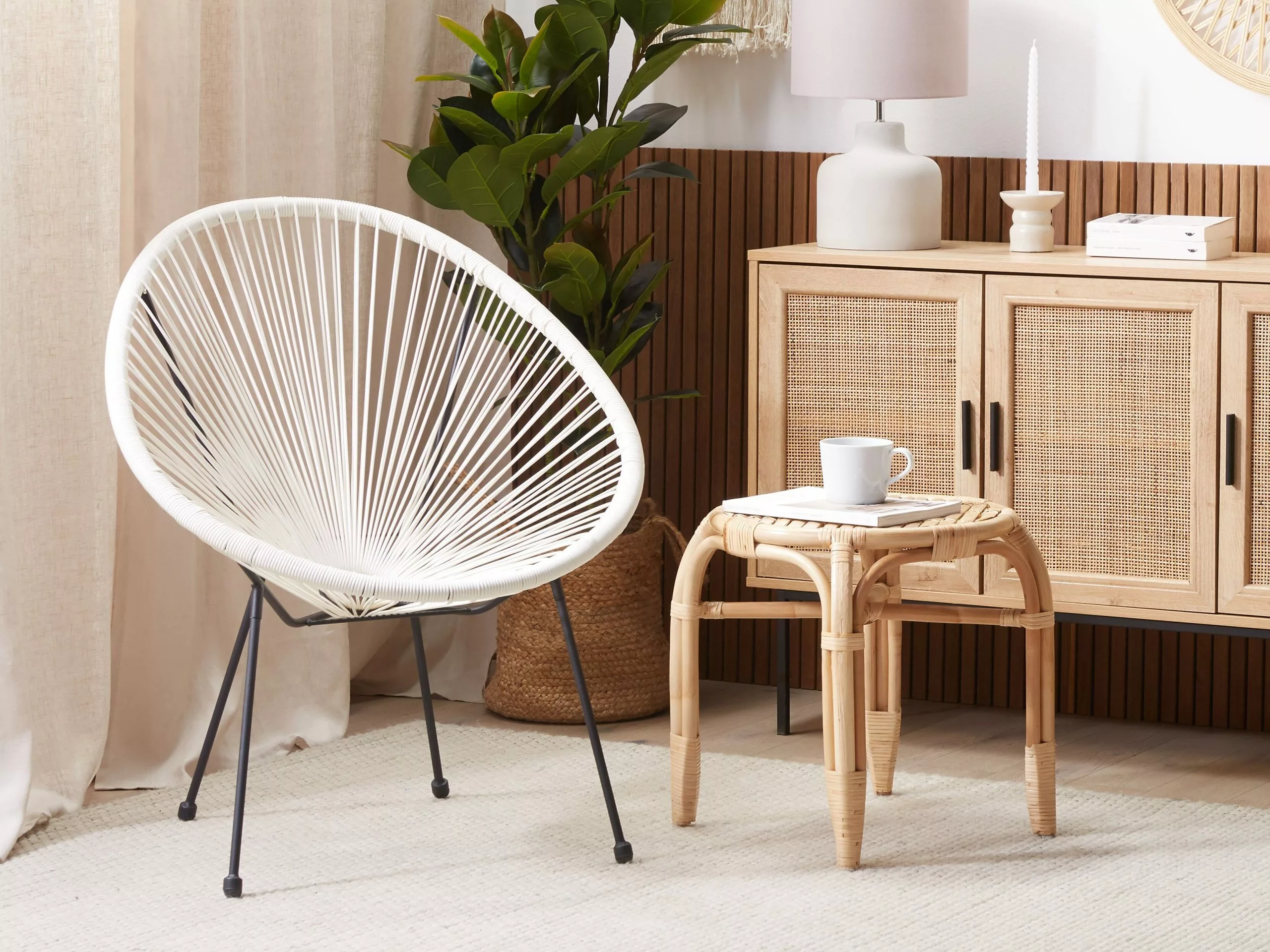 Beliani Stoel Rotan Wit ACAPULCO II - Afbeelding 3