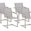 Beliani Tuinstoel Set Van 4 RVS Beige COSOLETO
