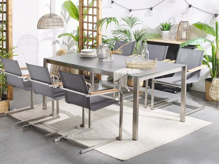 Beliani Tuinstoel Set Van 4 RVS Grijs COSOLETO - Afbeelding 2