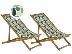 Beliani Ligstoel Set Van 2 Lichthout Meerkleurig ANZIO