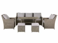 Beliani Loungeset 5-zits Rotan Tauper/grijst FONTI