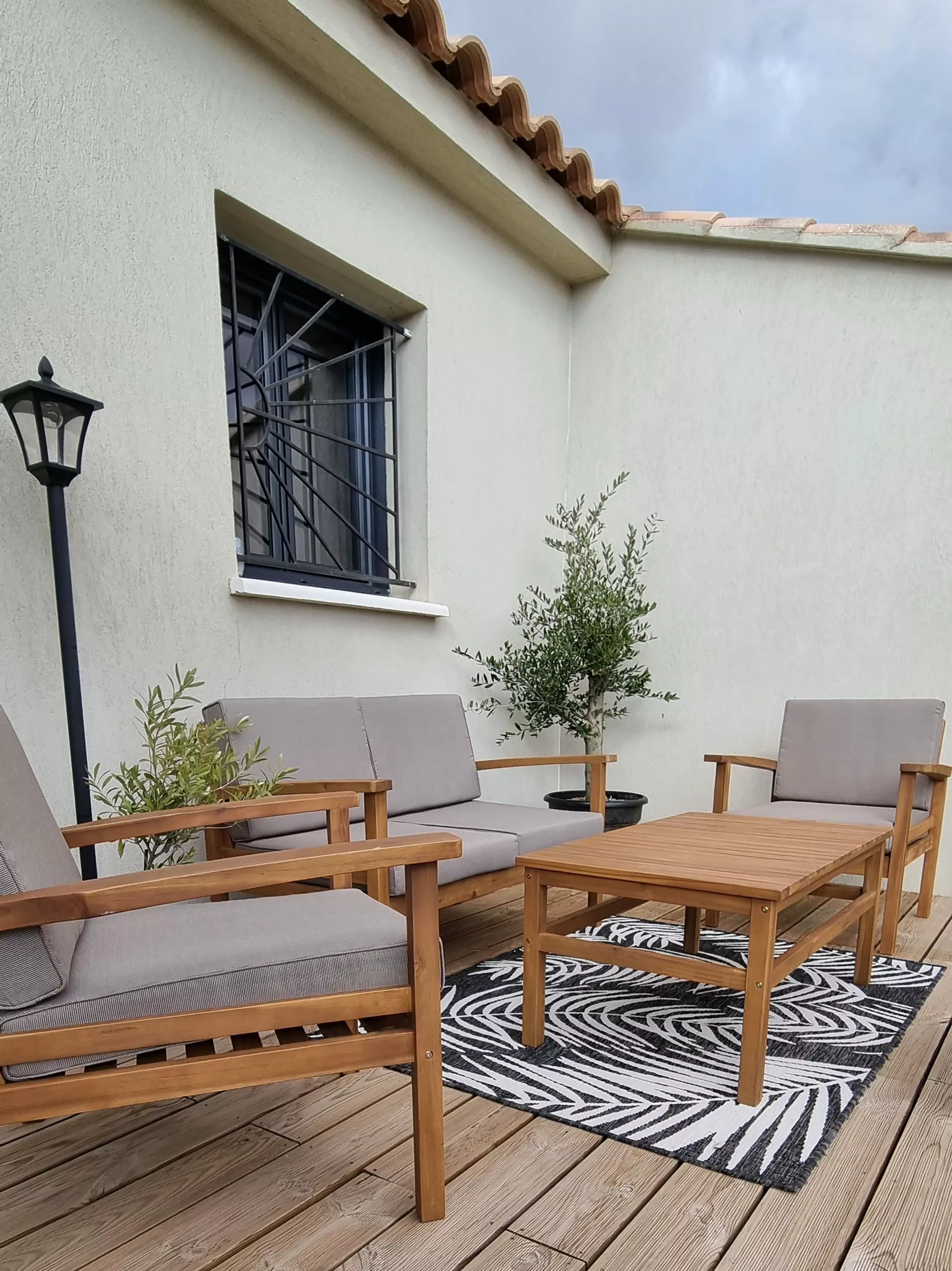 Beliani Loungeset 4-zits Acaciahout Grijs MANILA - Afbeelding 6