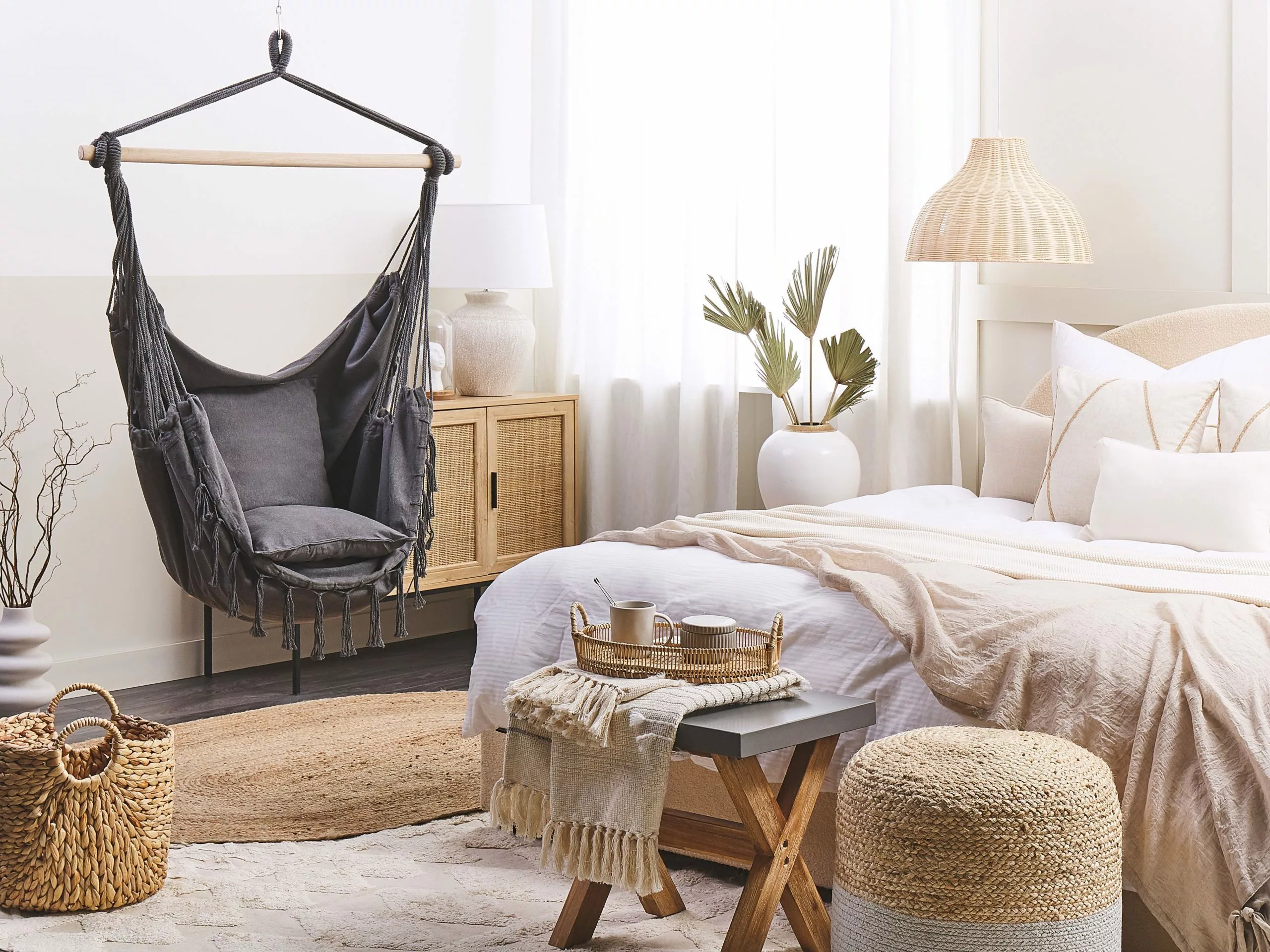 Beliani Hangstoel Katoen Grijs BONEA - Afbeelding 3