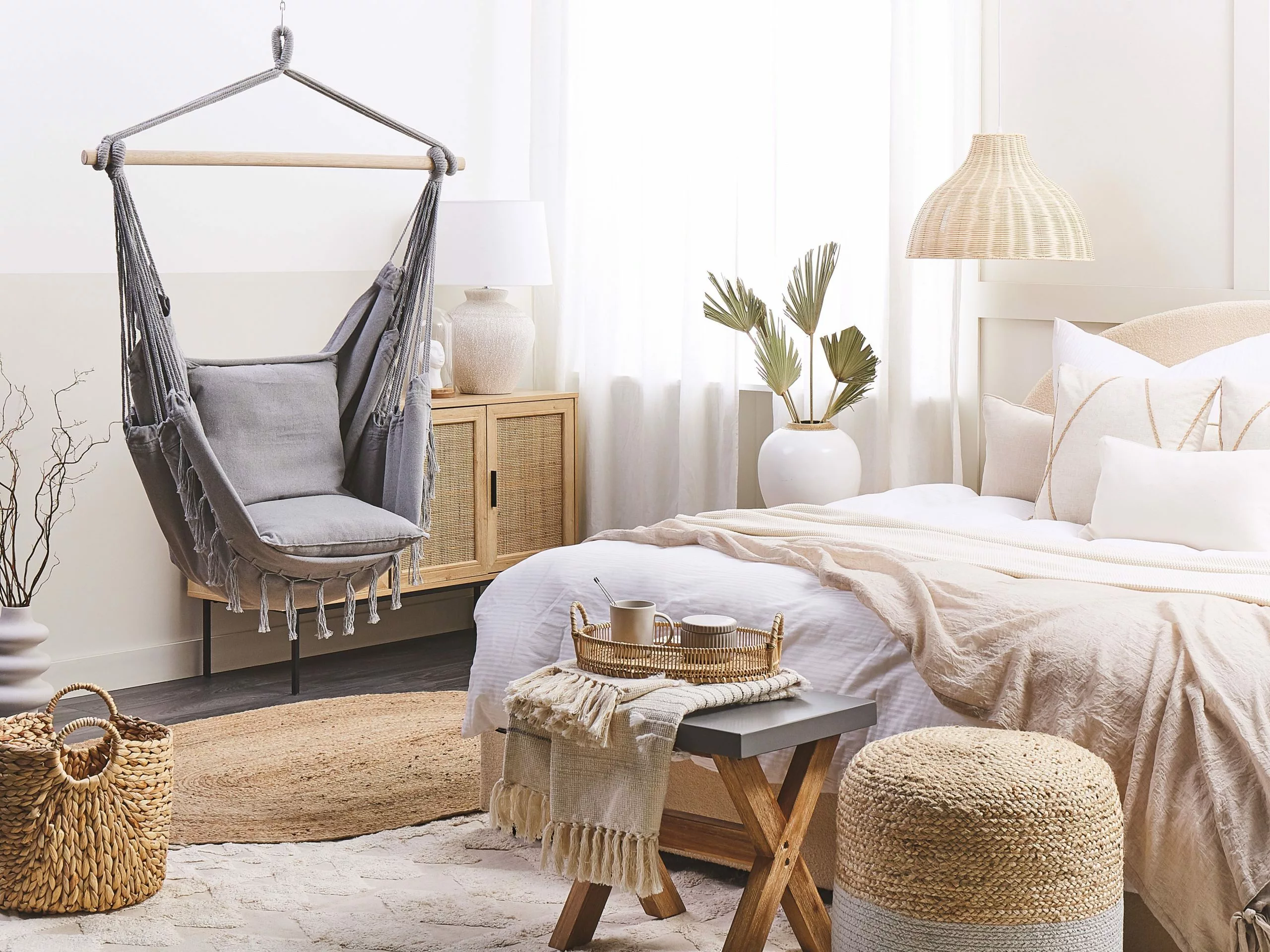 Beliani Hangmat Katoen Lichtgrijs BONEA - Afbeelding 3