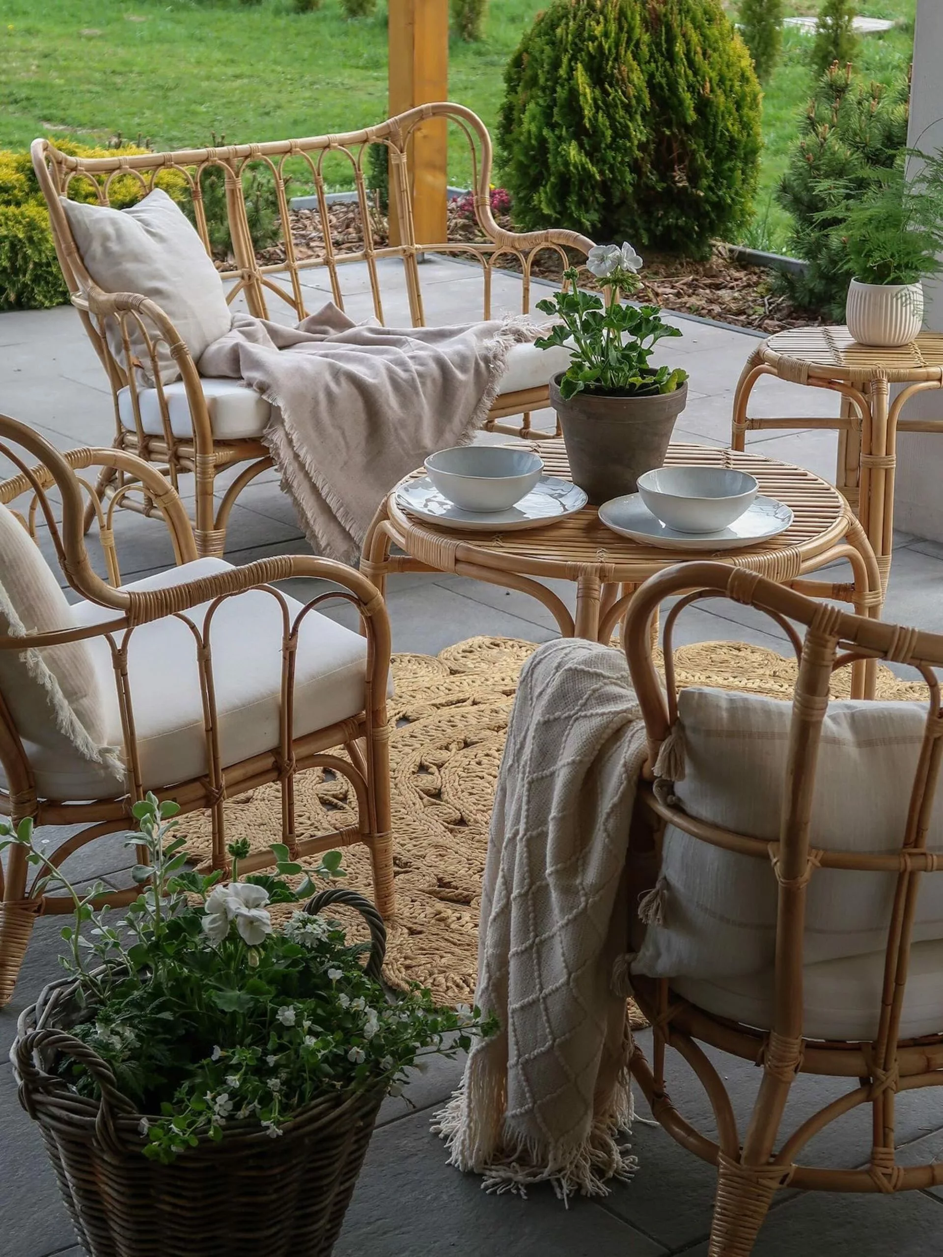 Beliani Loungeset 4-zits Rotan Natuurlijk BRINDISI - Afbeelding 7