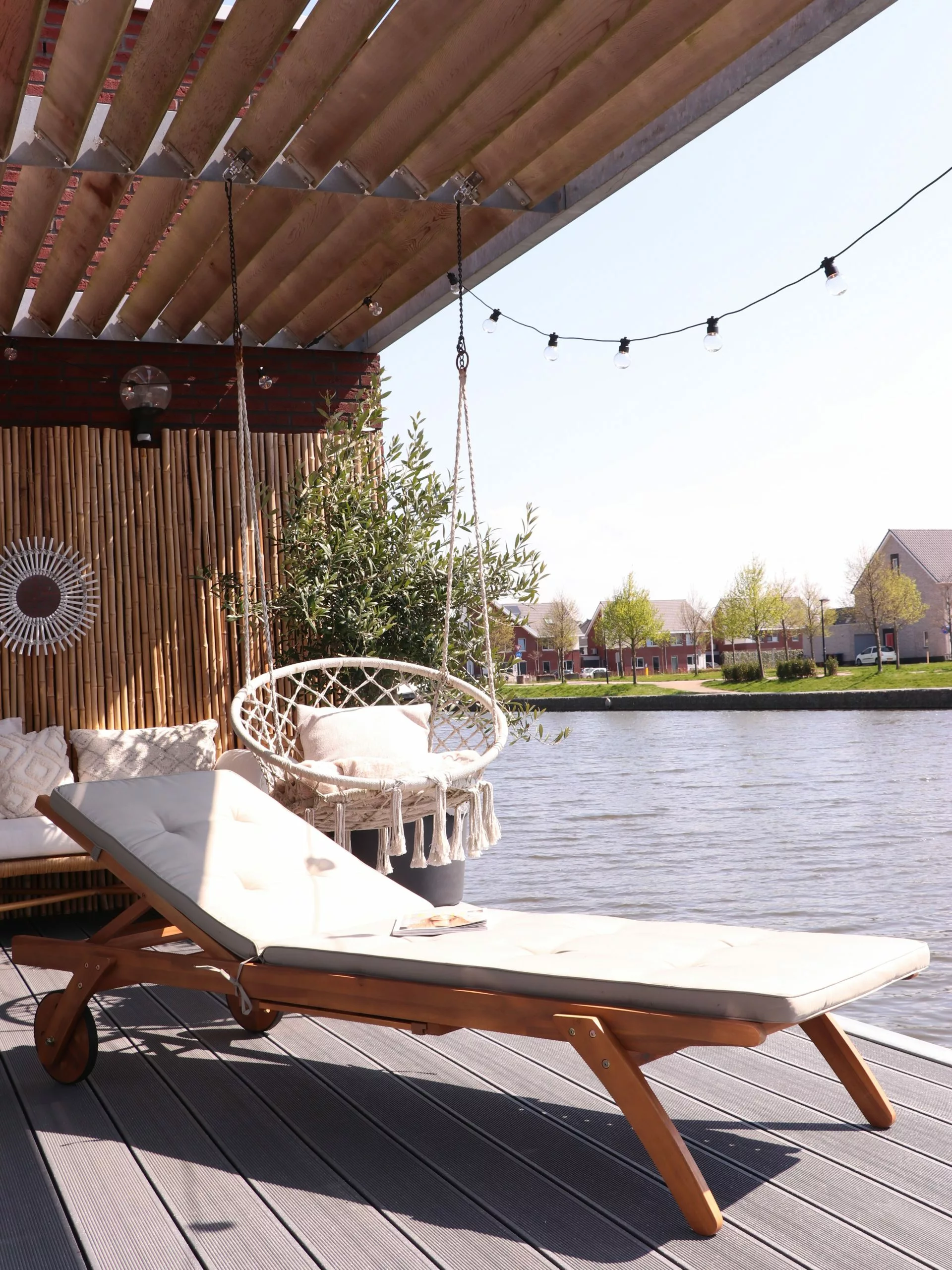 Beliani Ligstoel Acaciahout Taupe CESANA - Afbeelding 3