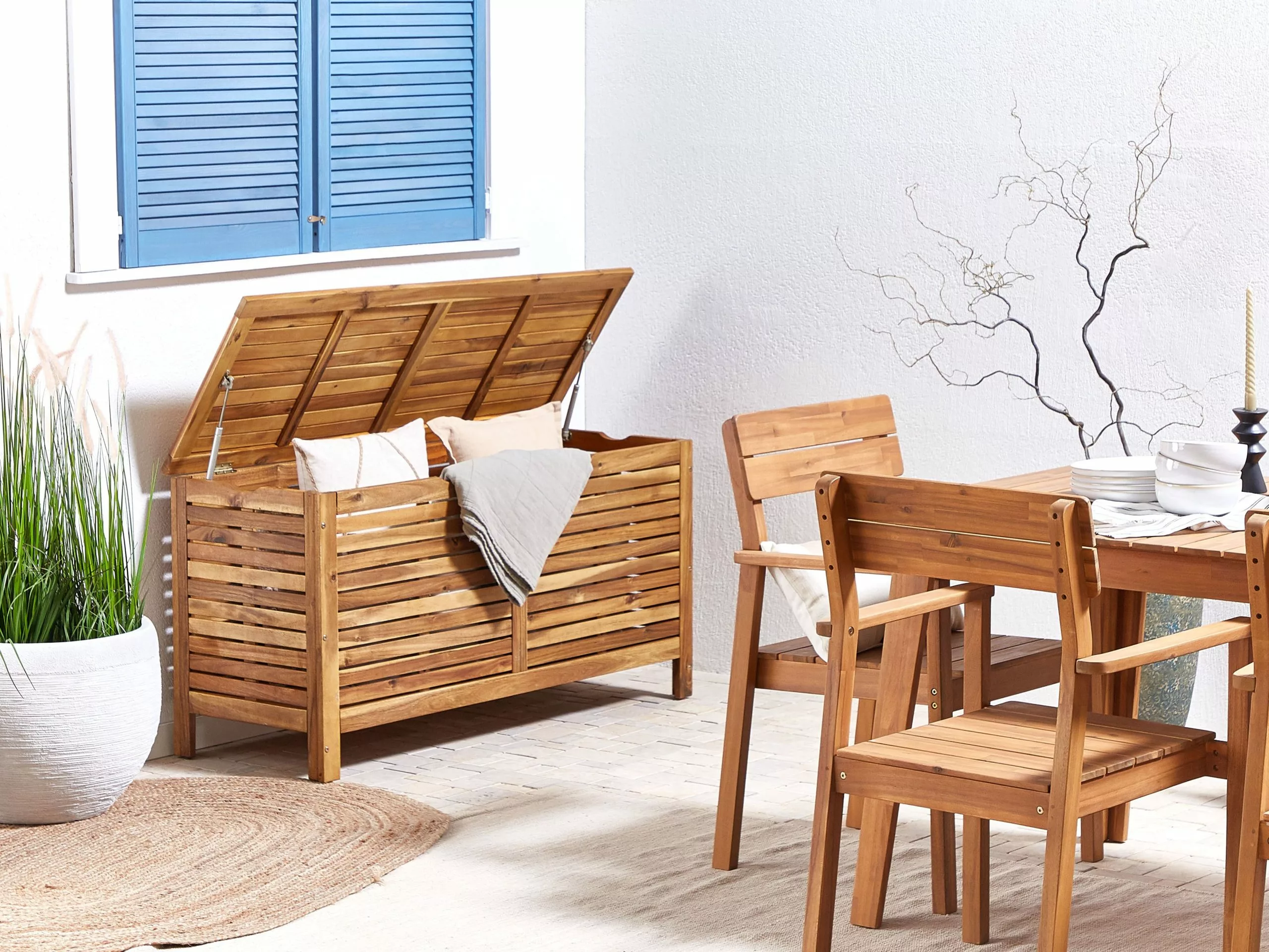 Beliani Kussenbox Acaciahout Lichtbruin 130 X 48 Cm RIVIERA - Afbeelding 3